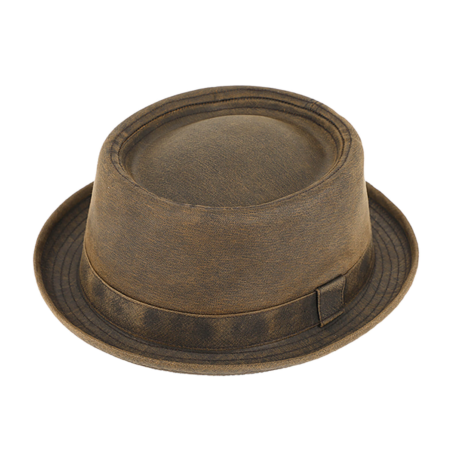 Fiebig Stoffhut Pork Pie gewaschene Baumwolle Nussbraun