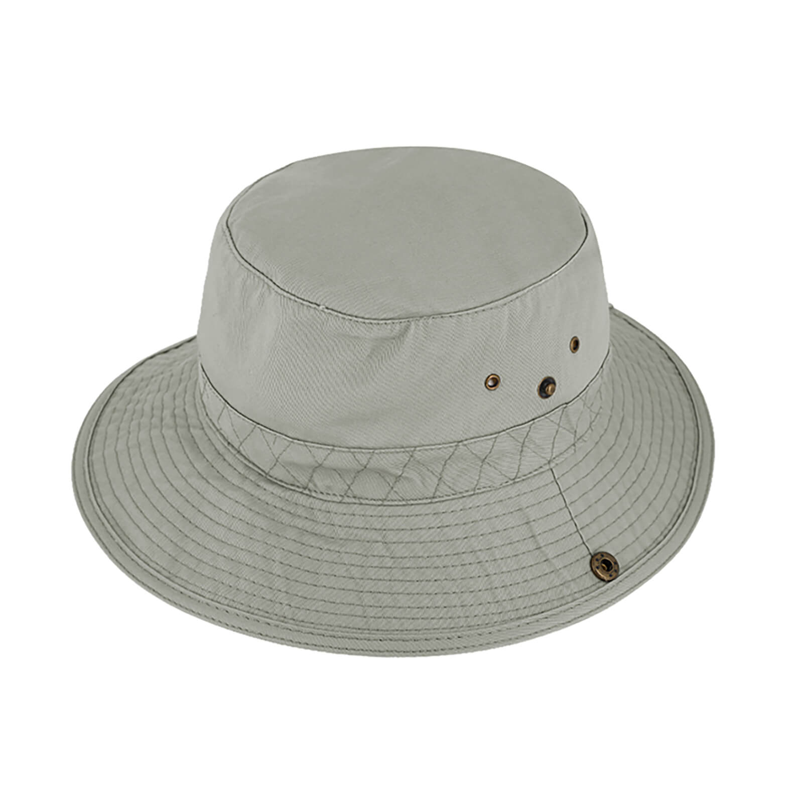 Fiebig Stoffhut Baumwolle uni mit Druckknopf und Kinnband Khaki