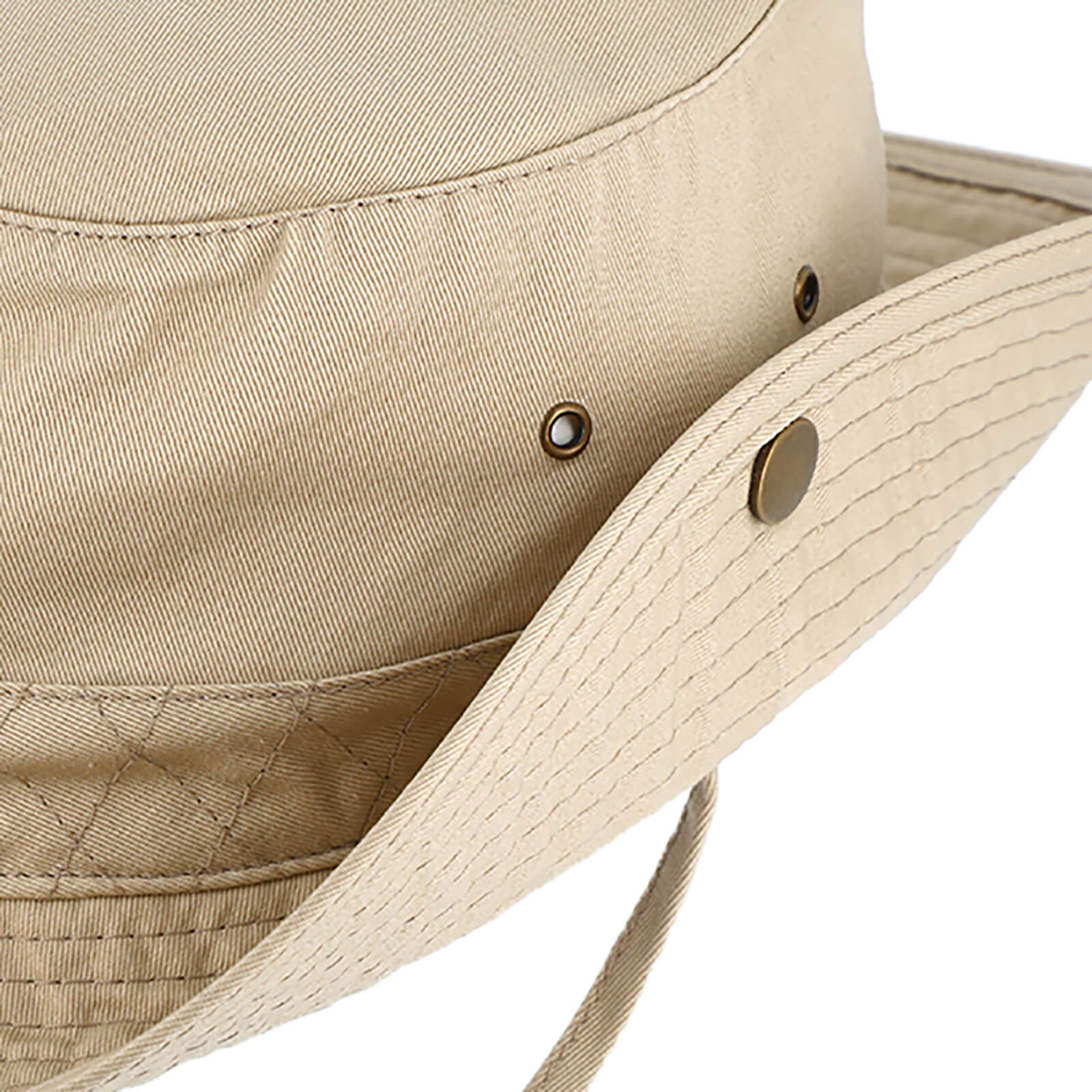 Fiebig Stoffhut Baumwolle uni mit Druckknopf und Kinnband Beige