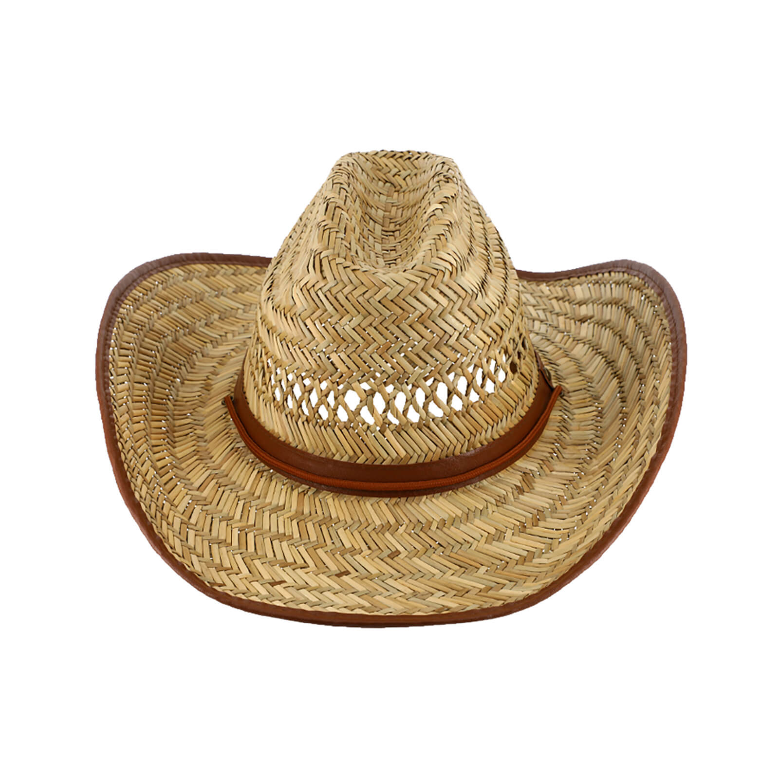 Fiebig Strohhut Western Texaner mit Kunstlederband + Einfass Natur