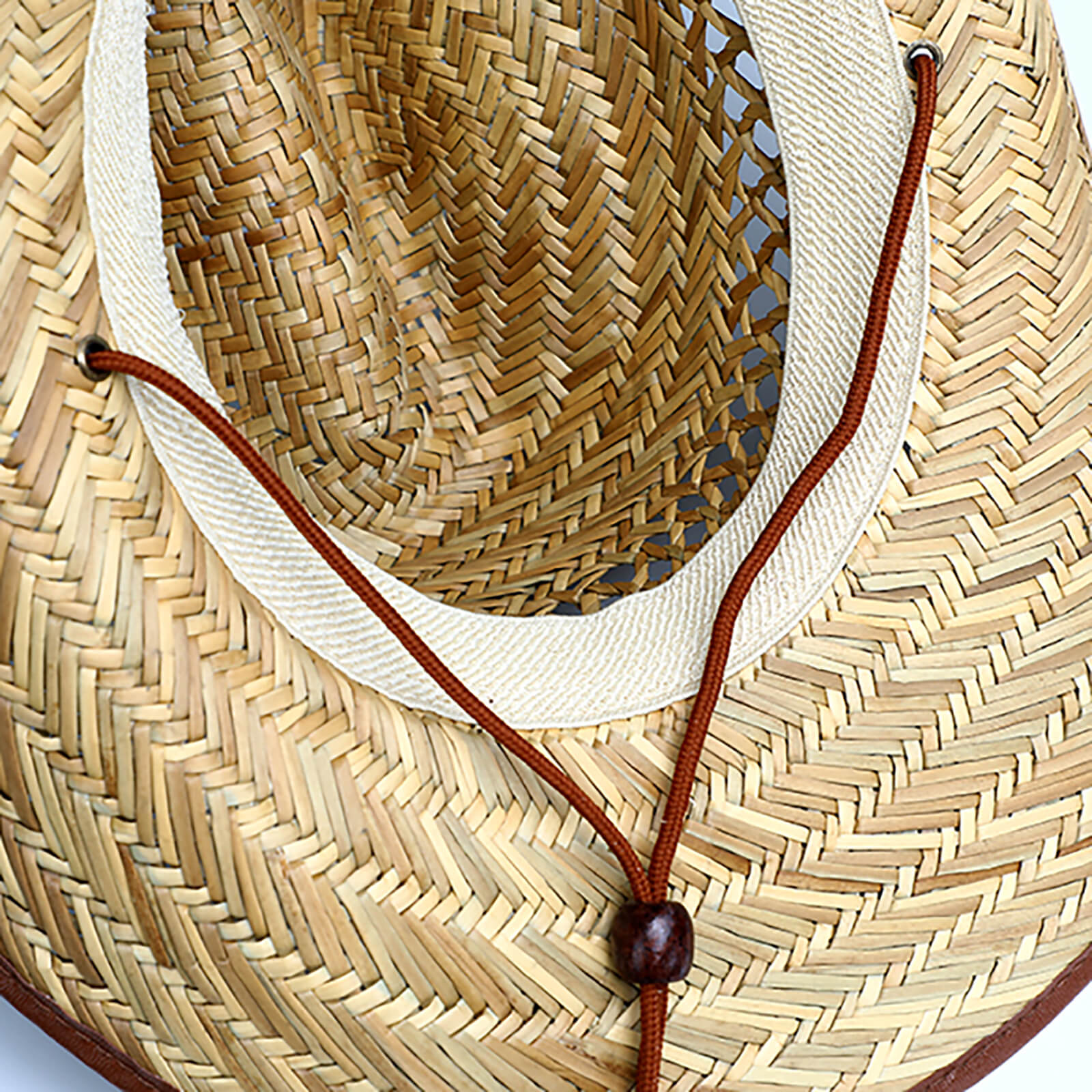 Fiebig Strohhut Western Texaner mit Kunstlederband + Einfass Natur