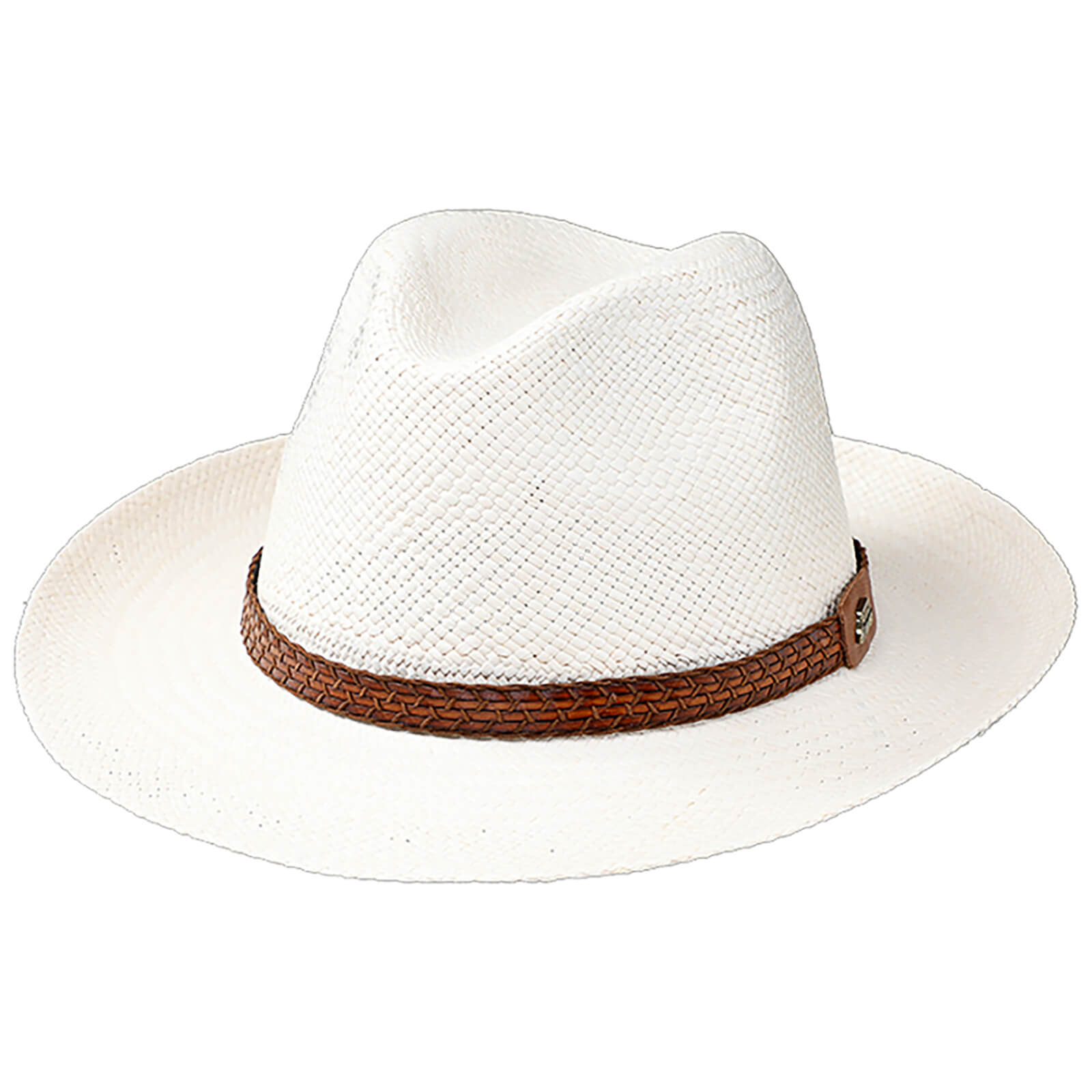 Fiebig Panamahut Fedora mit Natur-Lederband Weiß
