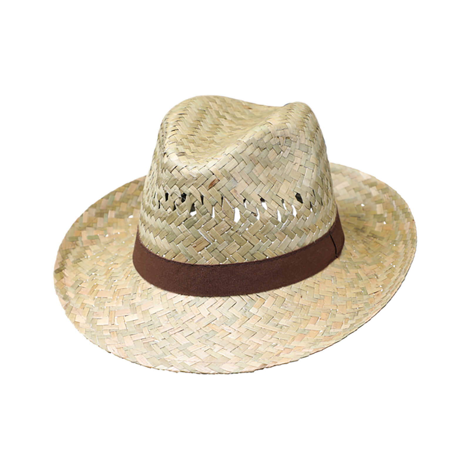 Fiebig Strohhut Fedora mit braunem Ripsband Natur