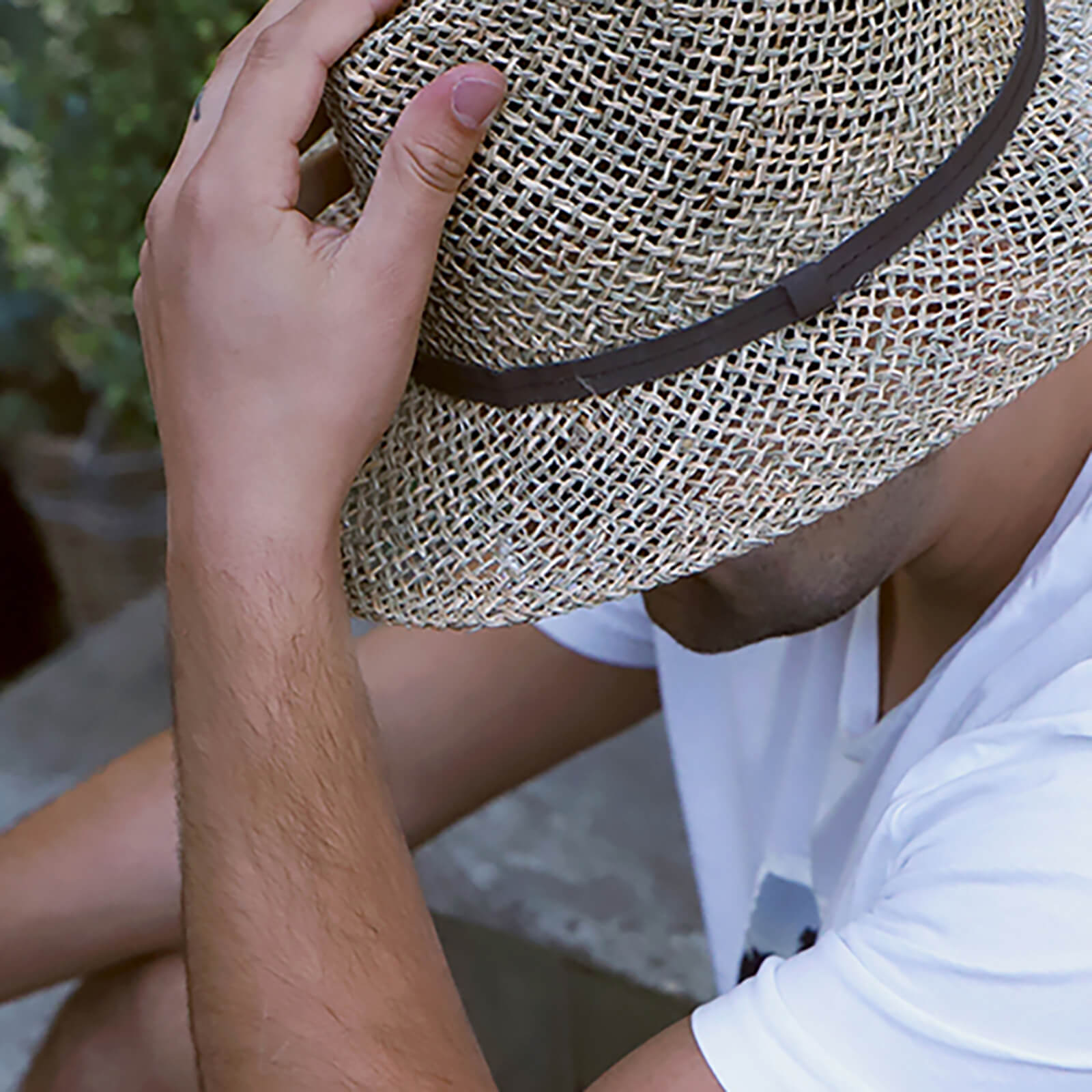 Fiebig Strohhut Fedora aus Seegras mit Kunstlederband Natur