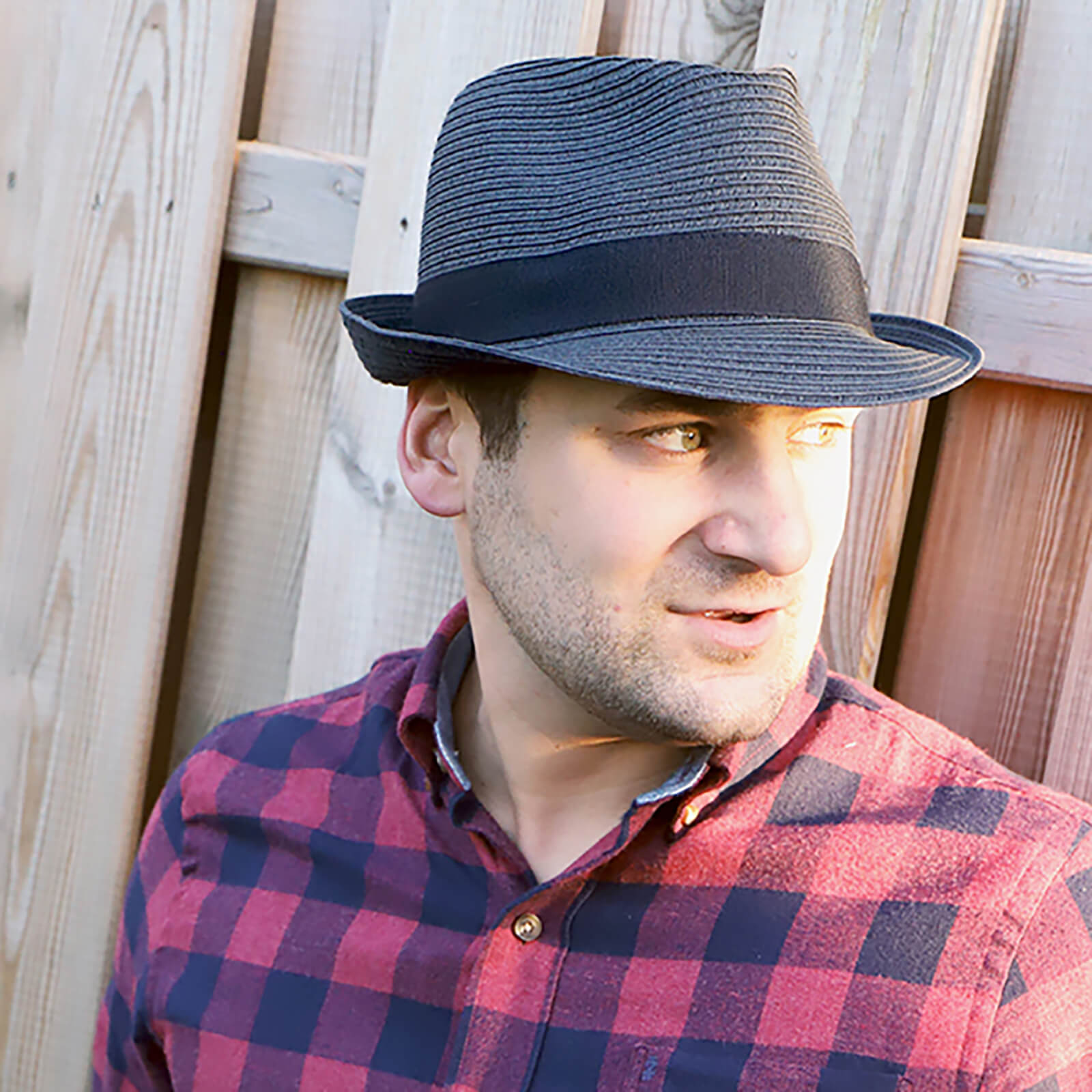 Fiebig Papierhut Trilby uni mit gleichfarbigem Ripsband Steingrau