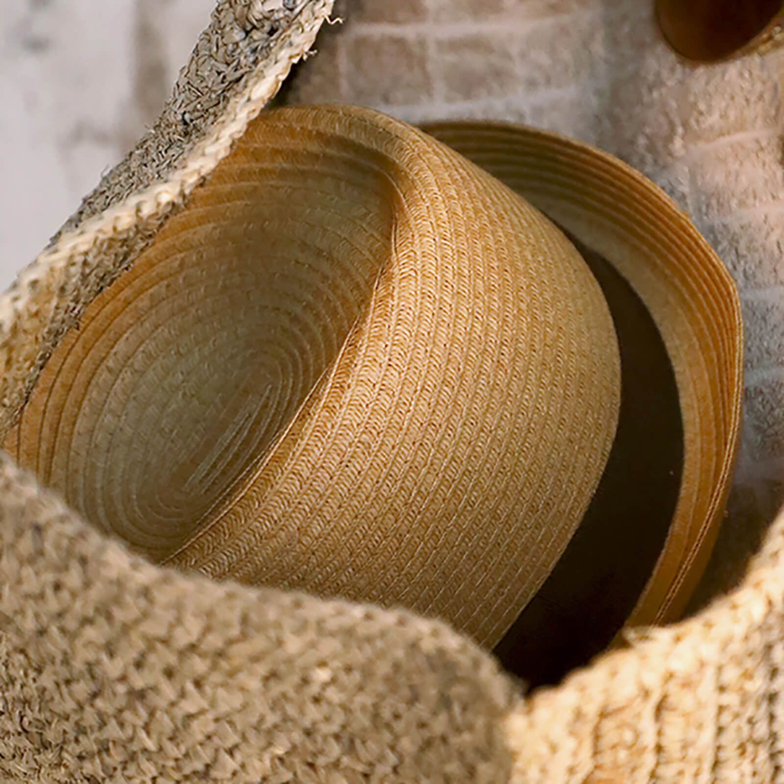 Fiebig Papierhut Trilby uni mit gleichfarbigem Ripsband Camel