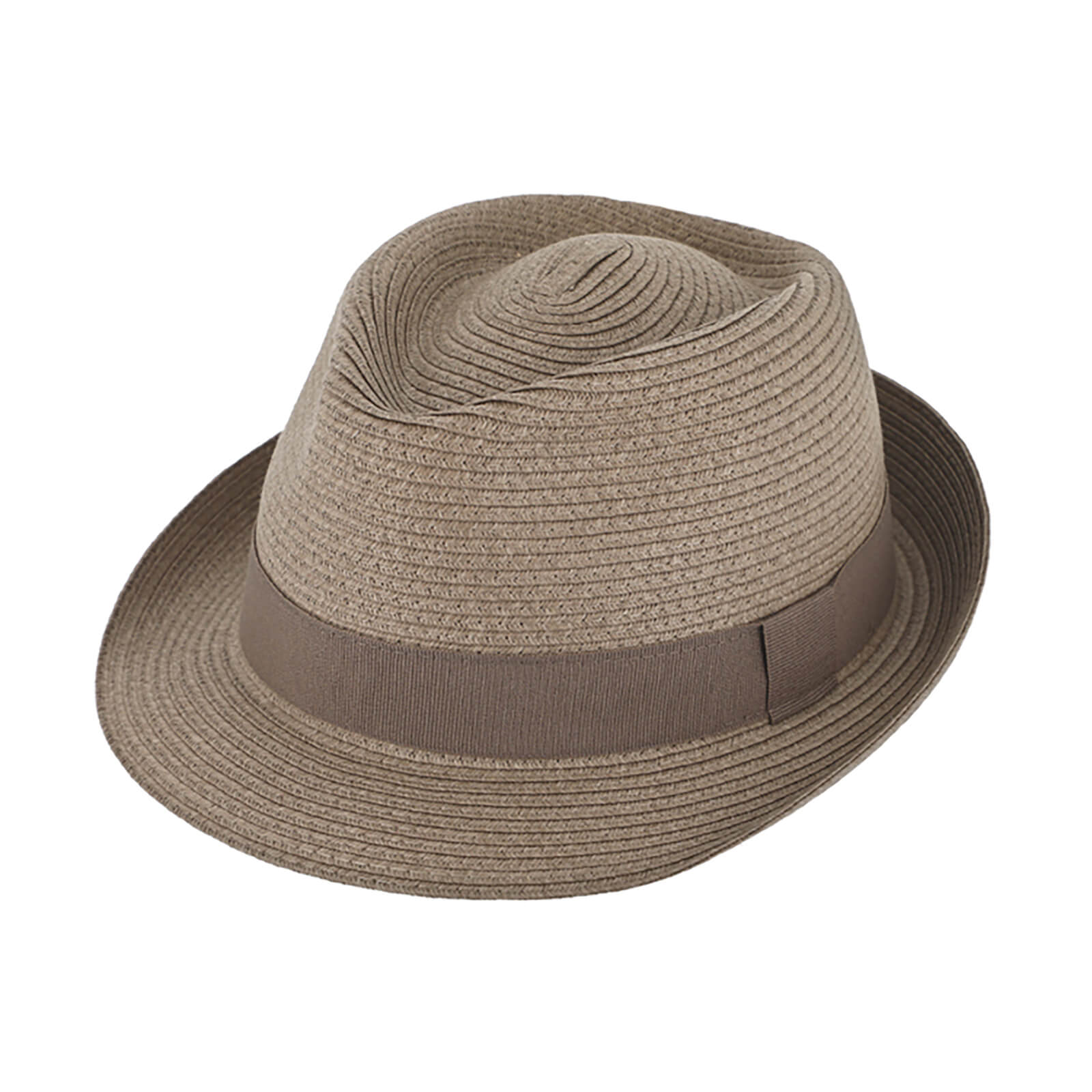 Fiebig Papierhut Trilby uni mit gleichfarbigem Ripsband Steingrau