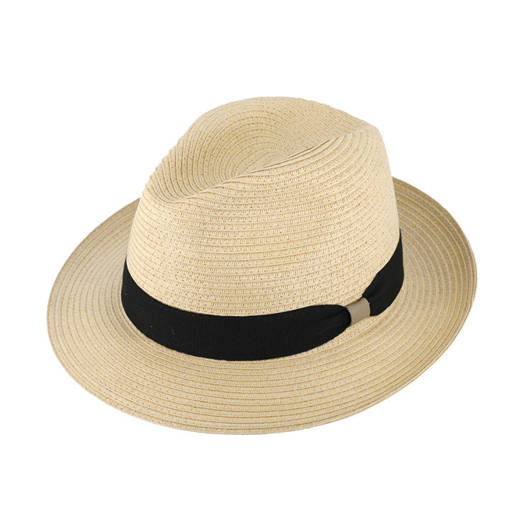 Fiebig Papierhut Traveller mit Ripsband und PU-Detail Natur – Gesamtansicht