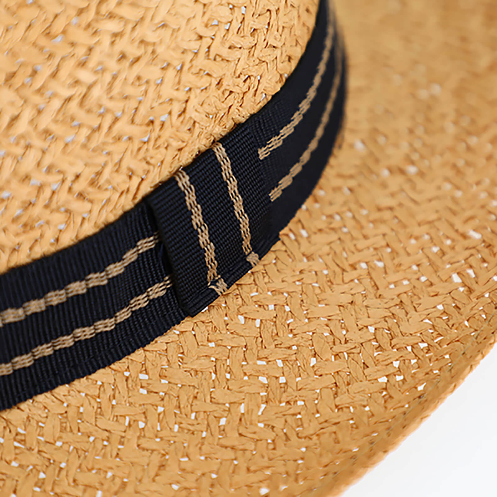 Fiebig Papierhut Fedora mit Kontrastripsband crushable Beige