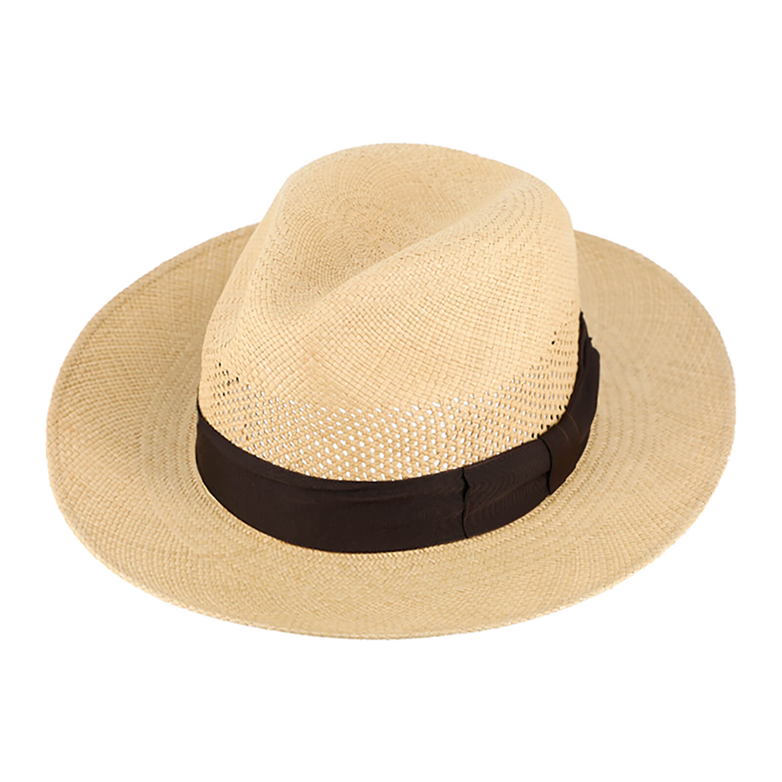 Fiebig Panamahut Fedora mit Lochflechtung in Krone Beige