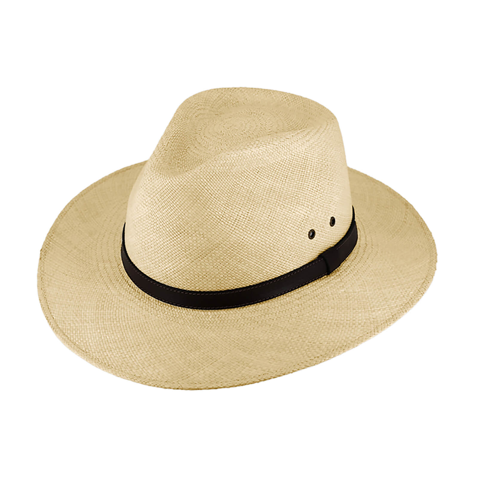 Fiebig Panamahut Traveller mit Lochnieten und Lederband Beige