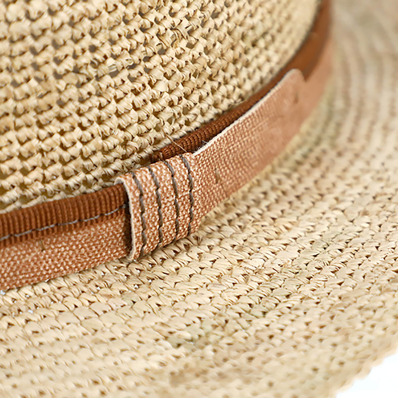 Fiebig Strohhut Traveller Raffia Crochet mit zweifarbigem Ripsband Natur