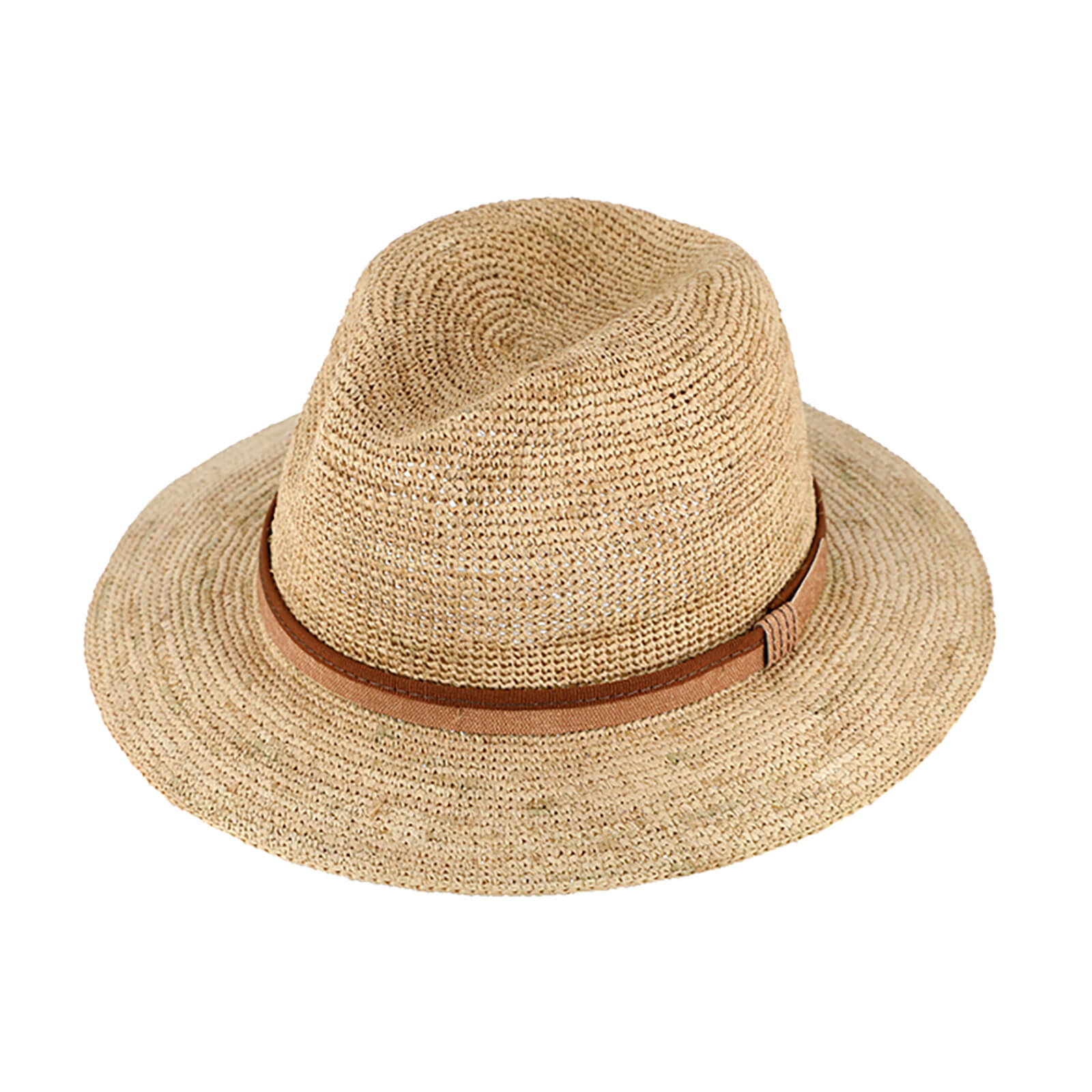 Fiebig Strohhut Traveller Raffia Crochet mit zweifarbigem Ripsband Natur
