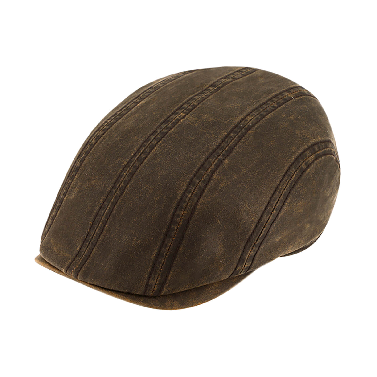 Fiebig Flatcap Washed Cotton mit Steg Braun
