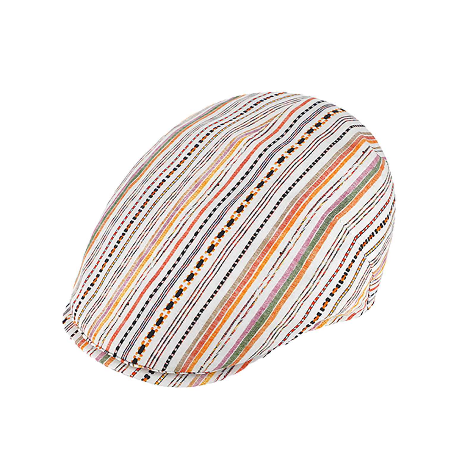 Fiebig Flatcap buntes Längsstreifenmuster Orange