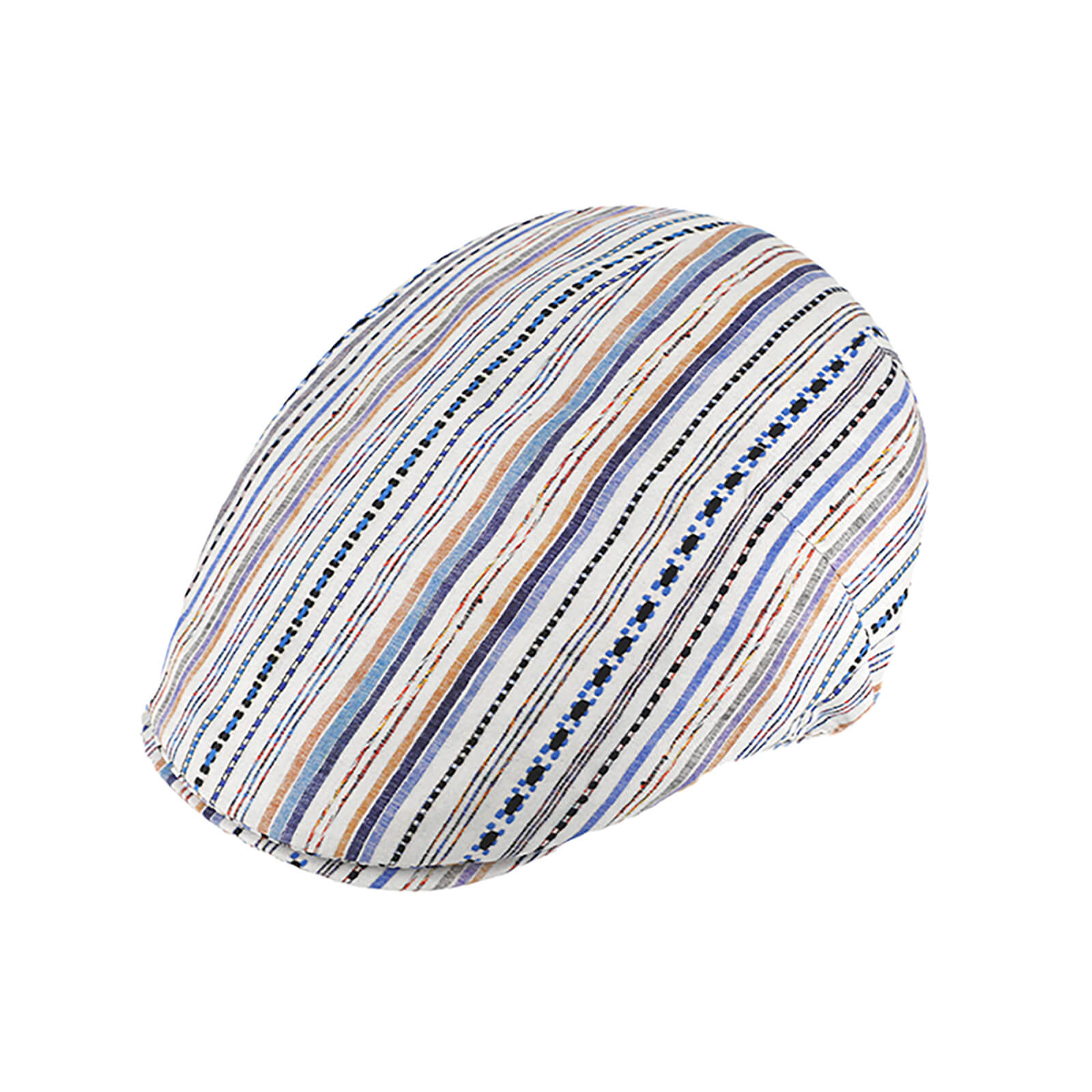 Fiebig Flatcap buntes Längsstreifenmuster Jeansblau