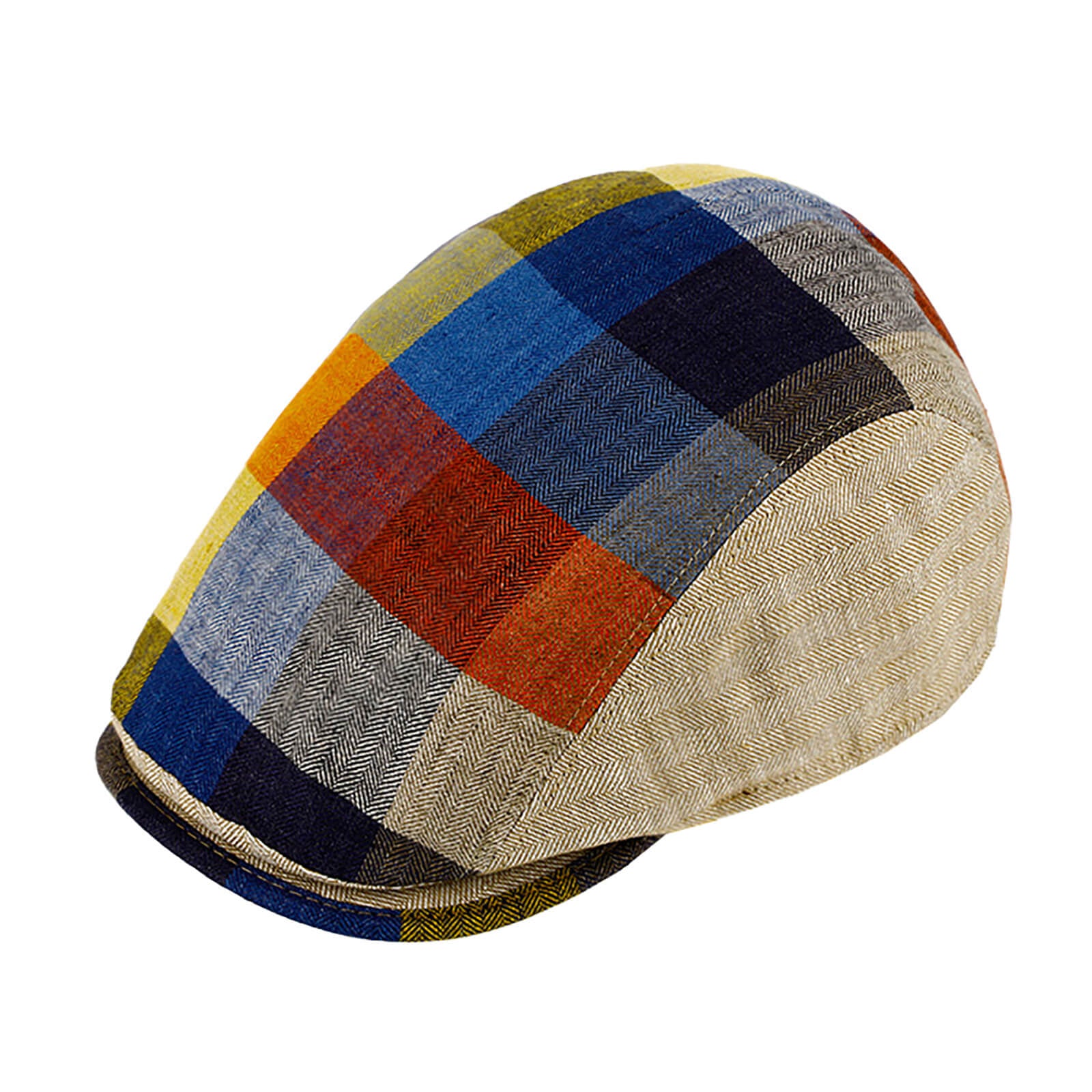 Fiebig Flatcap bunt kariert UV-Schutz Beige
