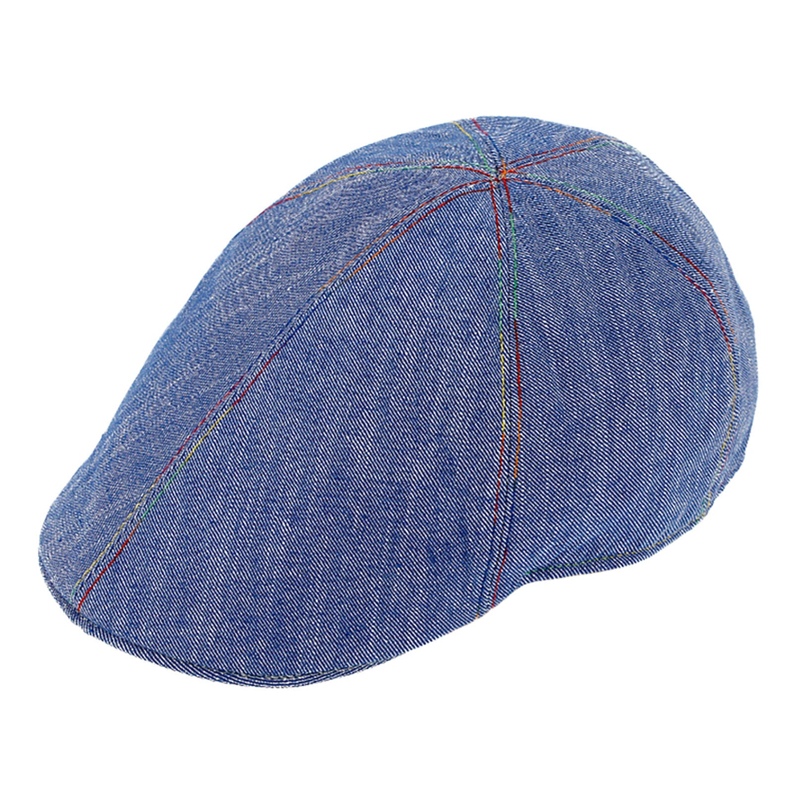 Fiebig 6-Panel Cap uni bunte Nähte Jeansblau