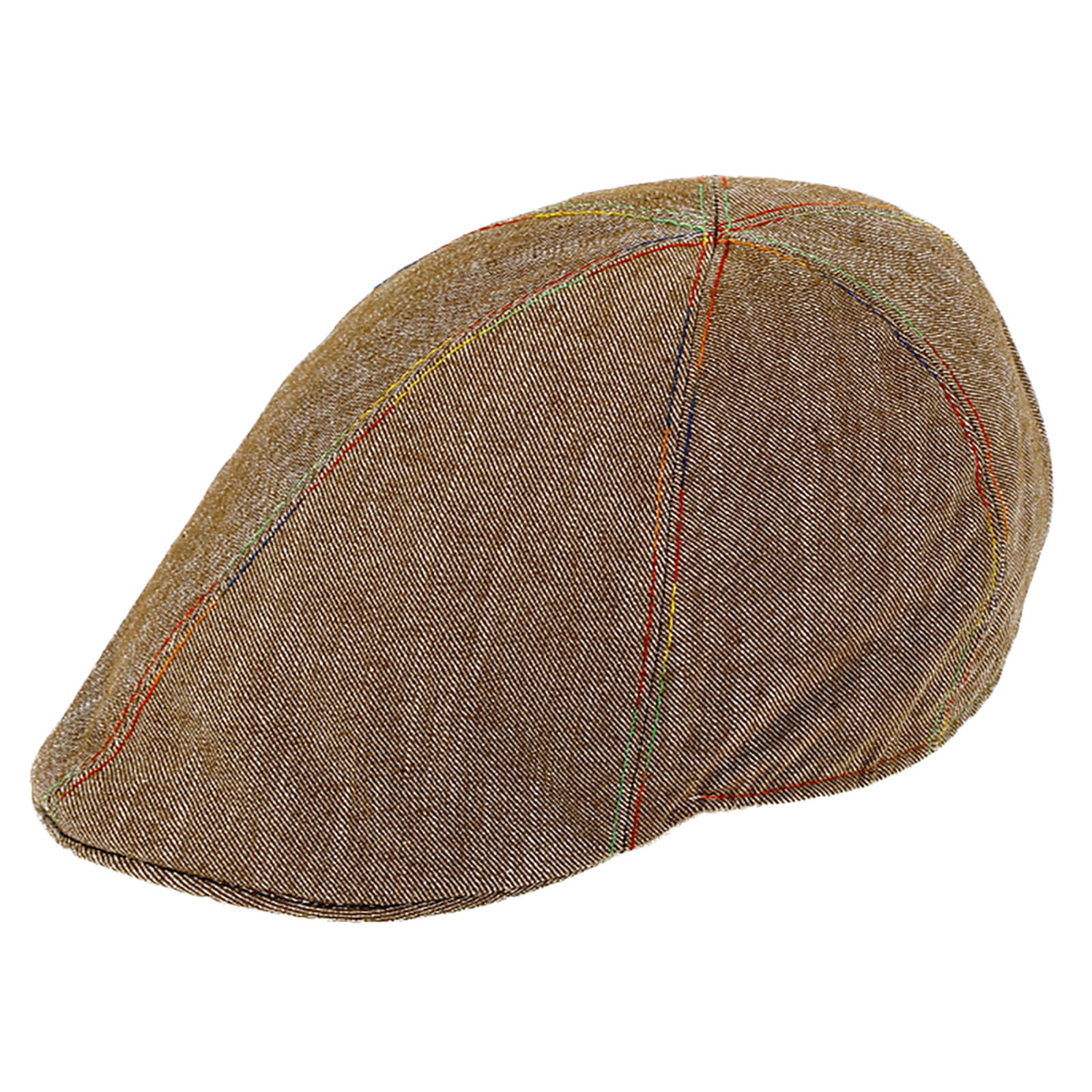Fiebig 6-Panel Cap uni bunte Nähte Braun