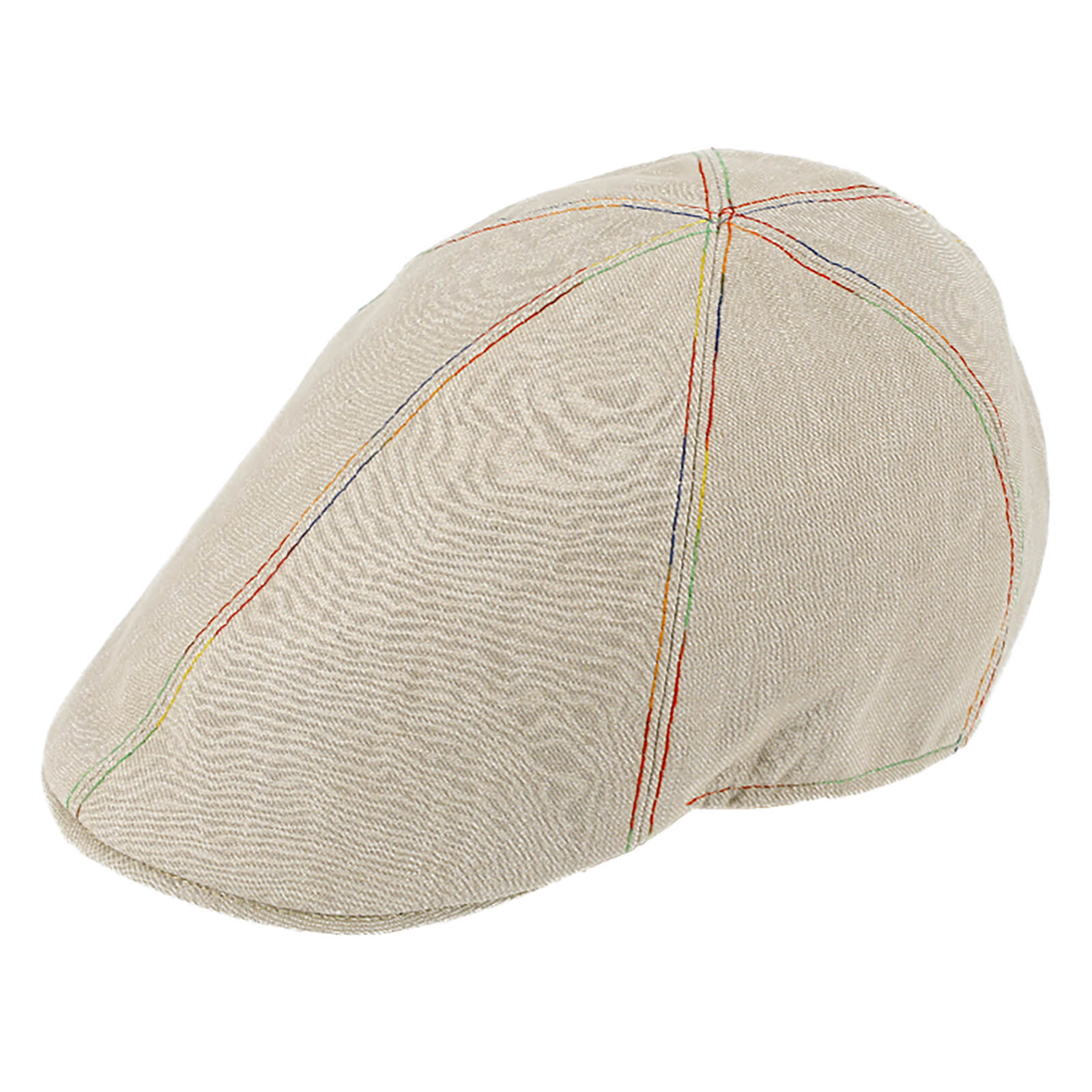 Fiebig 6-Panel Cap uni bunte Nähte Beige