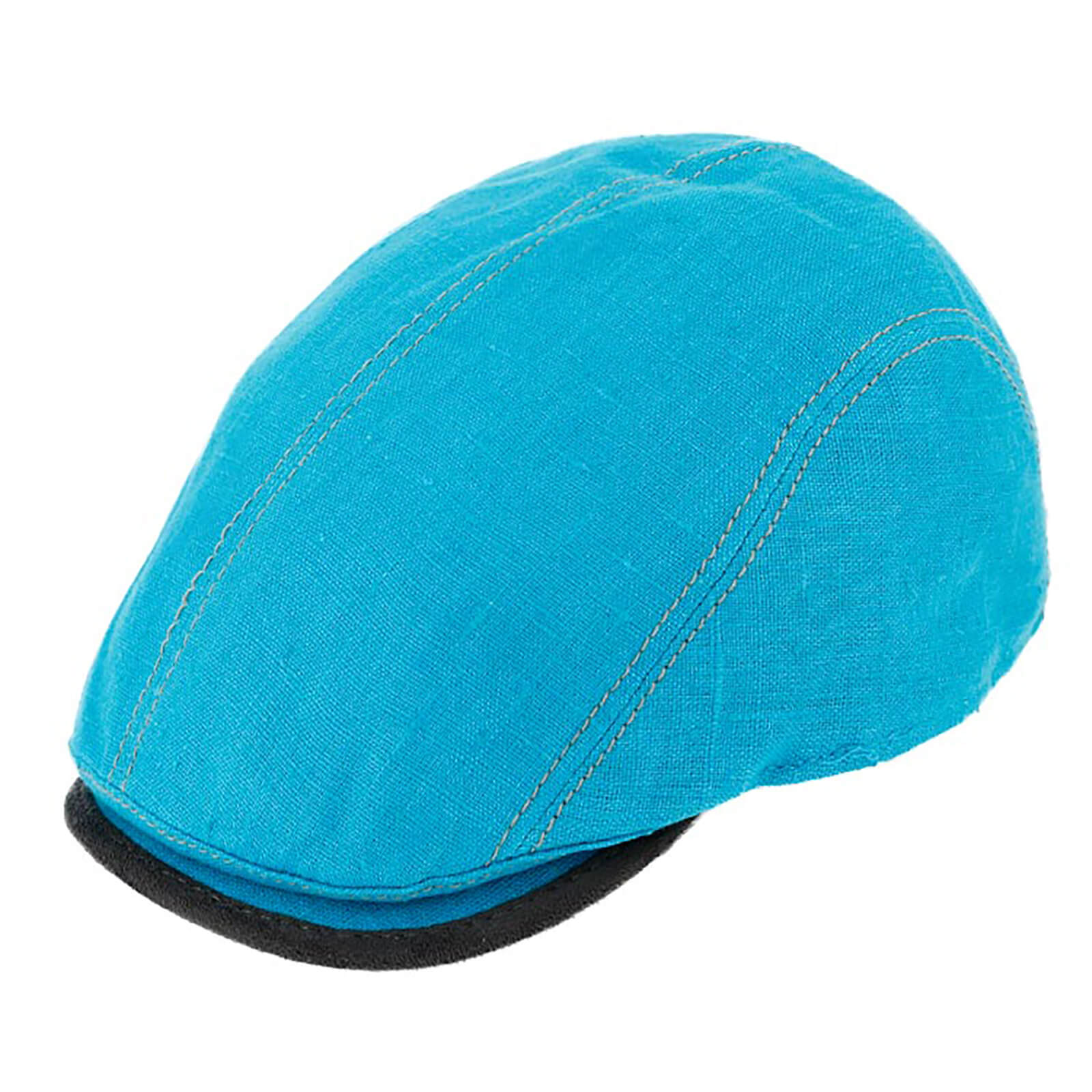 Fiebig Flatcap Leinen mit Kontrastnähten UV-Schutz Aquablau