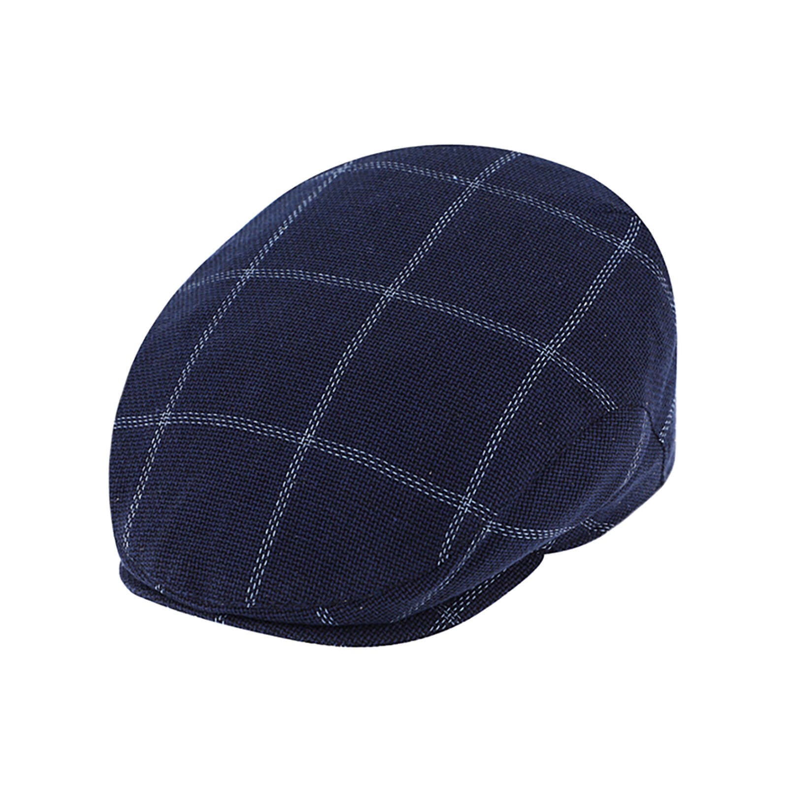 Fiebig Flatcap mit großem Karomuster Marineblau
