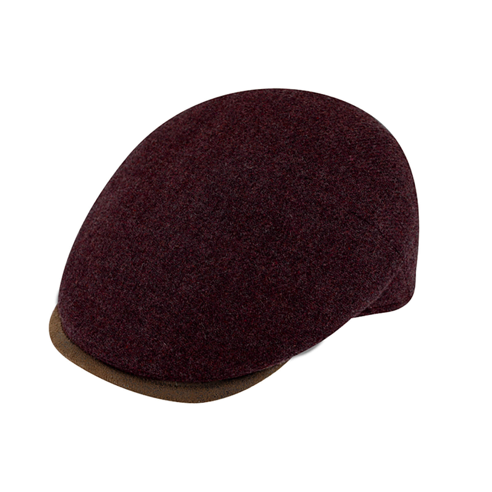Fiebig Flatcap Shetland Wolle mit Kunstledereinfass Bordeaux
