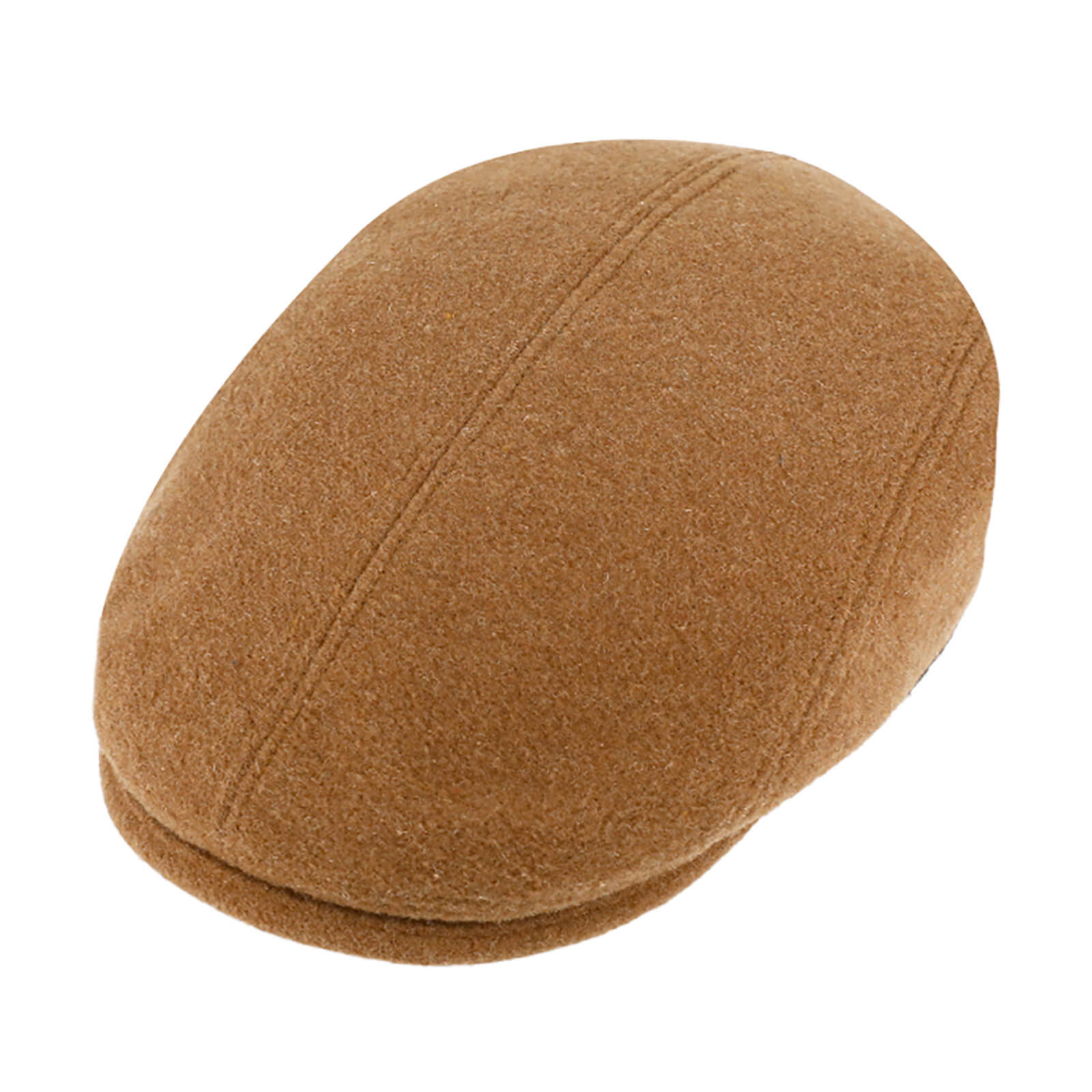 Fiebig Flatcap Wolle uni mit Steg Camel