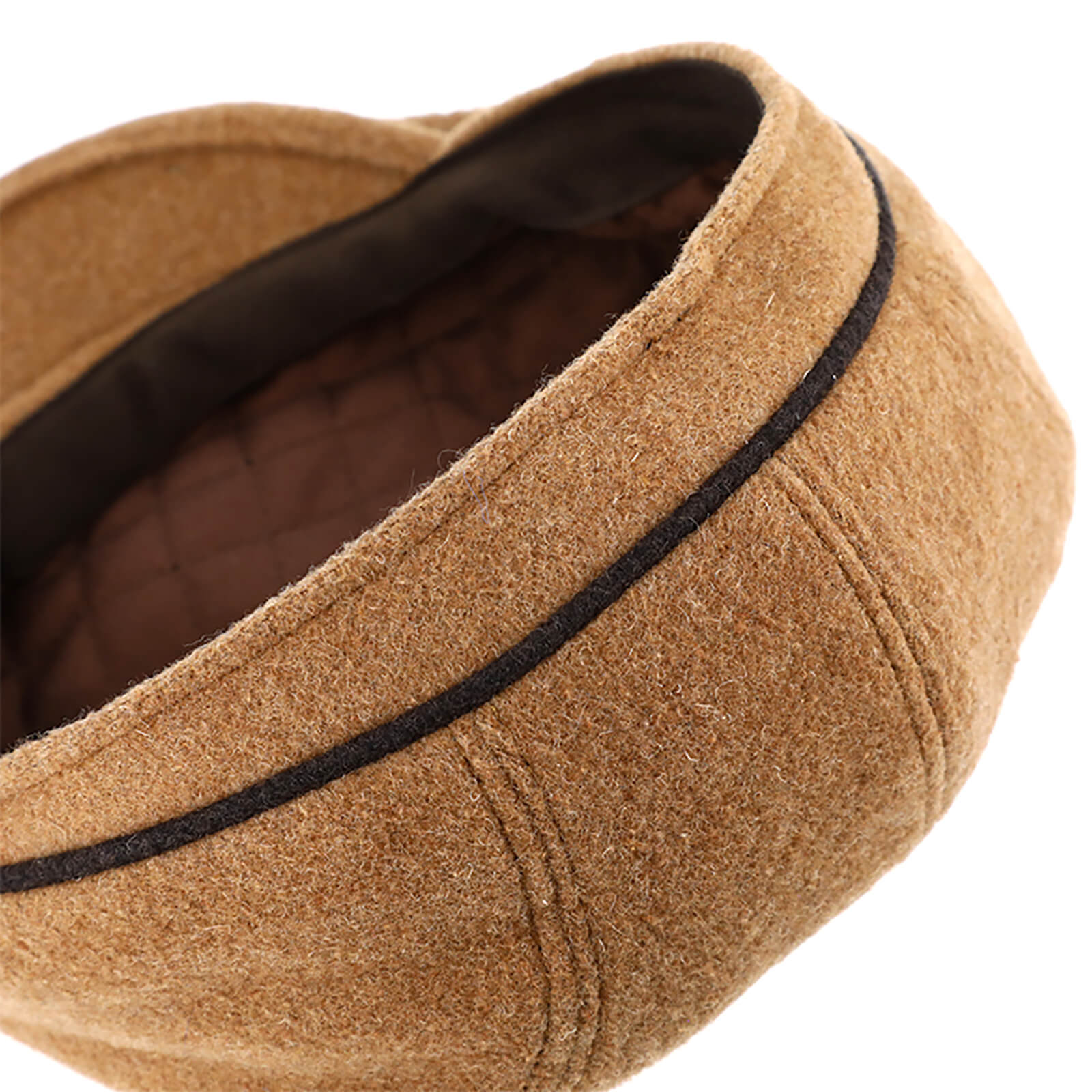 Fiebig Flatcap Wolle uni mit Steg Camel