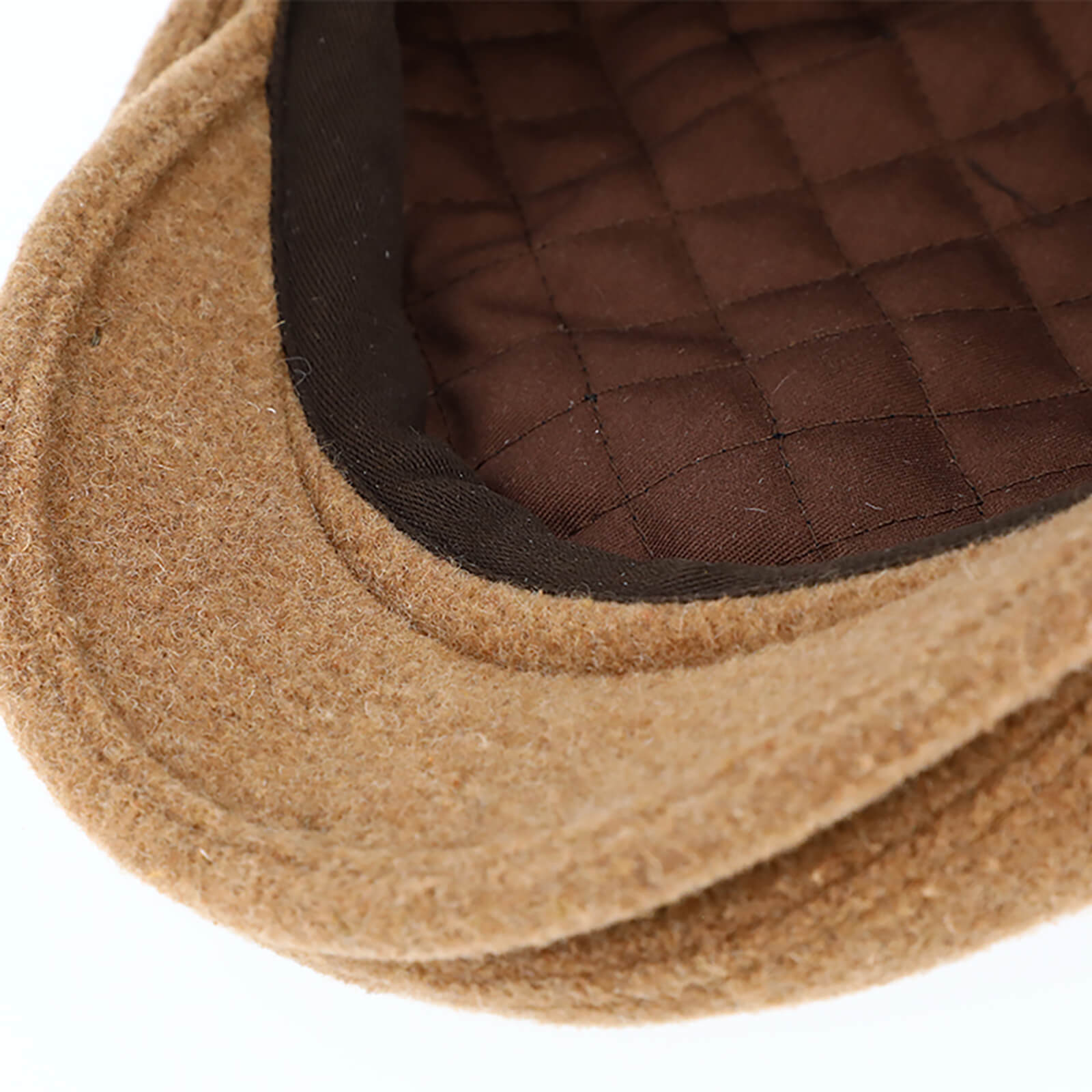 Fiebig Flatcap Wolle uni mit Steg Camel