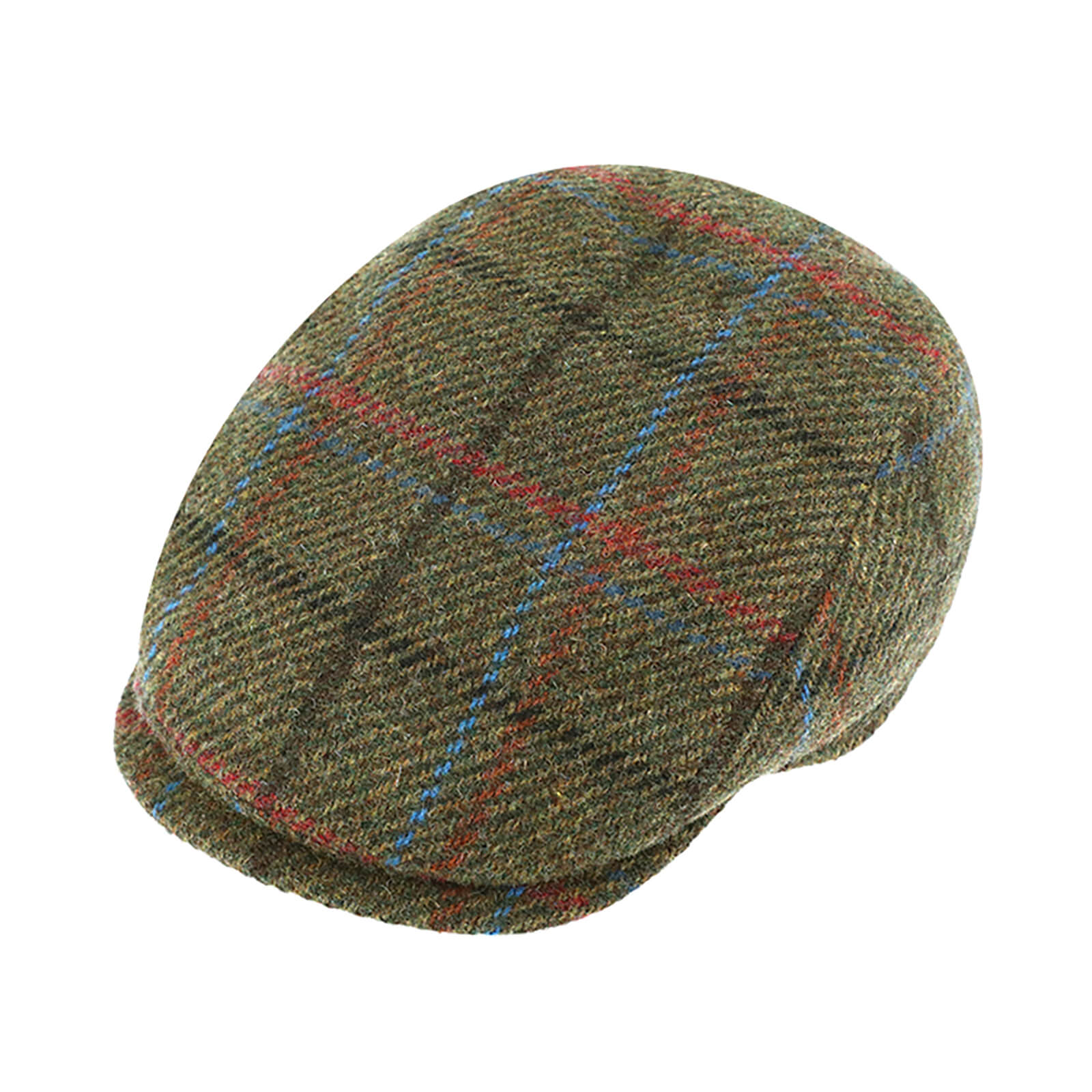 Fiebig Flatcap Wolle mehrfarbiges Karomuster Oliv