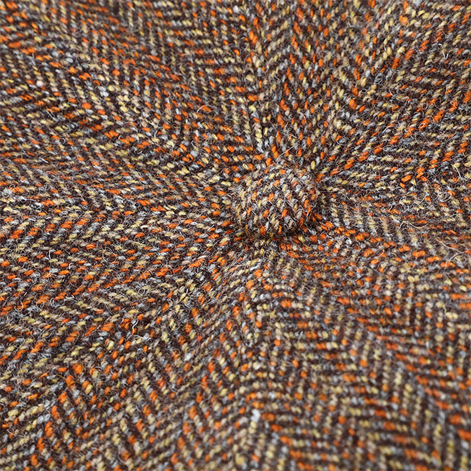 Fiebig 8-Panel Cap Schurwolle Fischgrät breite Form Cognac