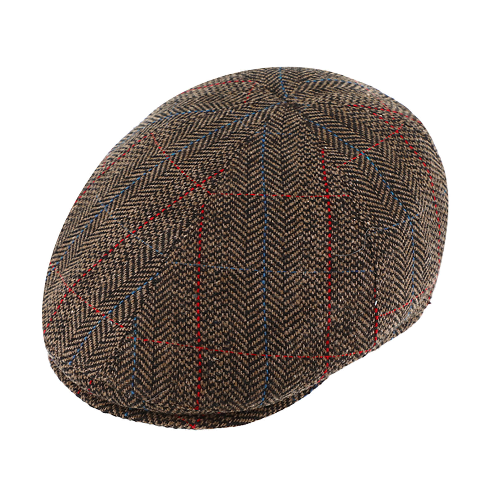 Fiebig 6-Panel Cap Wolle Kontrastfaden Braun