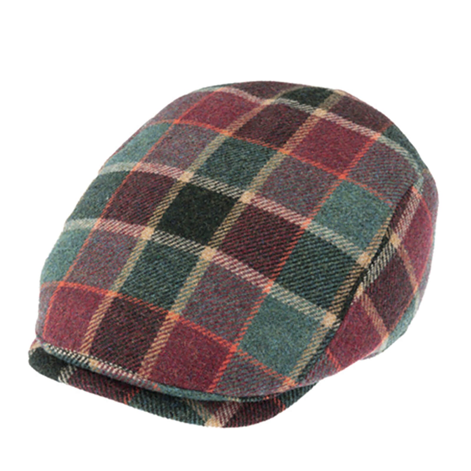 Fiebig Flatcap Shetland Wolle kariert Oliv
