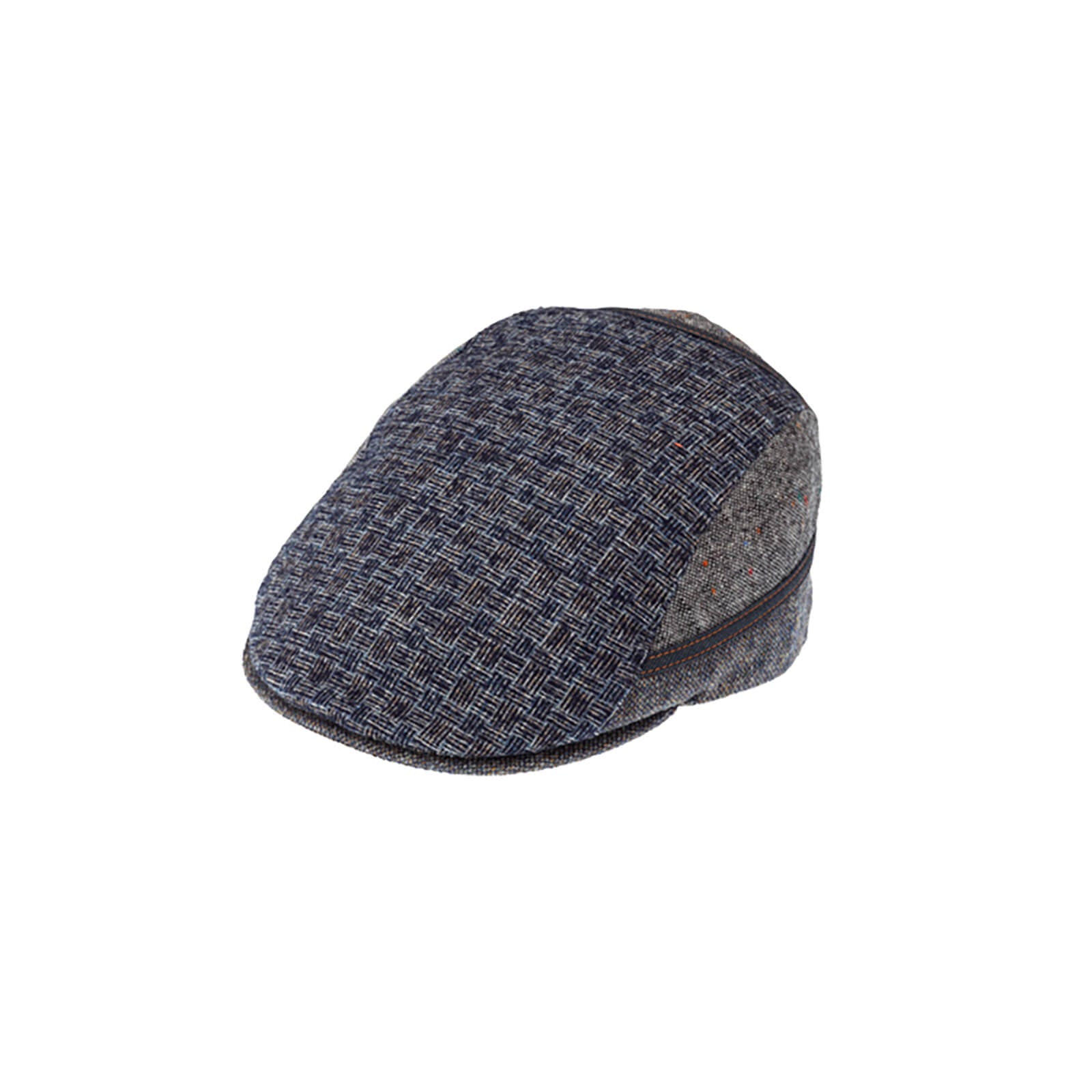 Fiebig Flatcap Schurwolle melange Kontrastnähte Marineblau