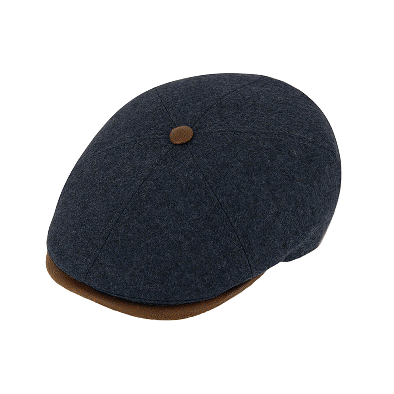 Fiebig 6-Panel Cap Schurwolle mit Kunstledereinfass Jeansblau