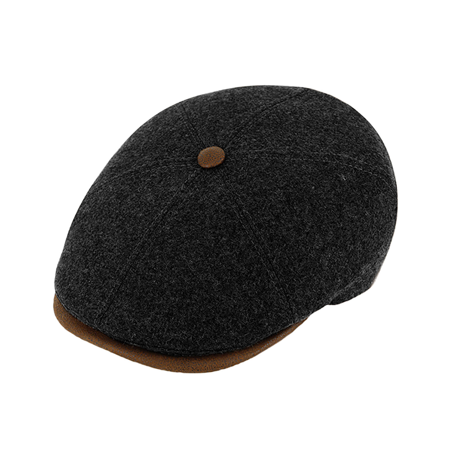 Fiebig 6-Panel Cap Schurwolle mit Kunstledereinfass Anthrazit