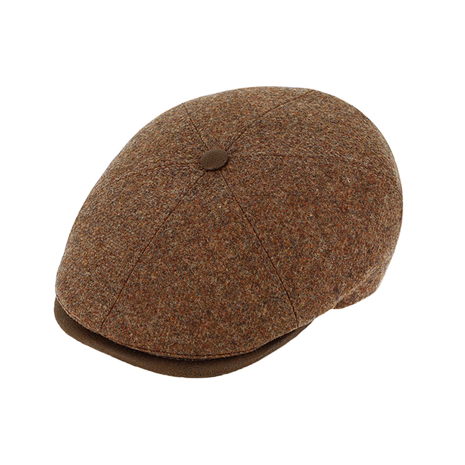 Fiebig 6-Panel Cap Schurwolle mit Kunstledereinfass Cognac