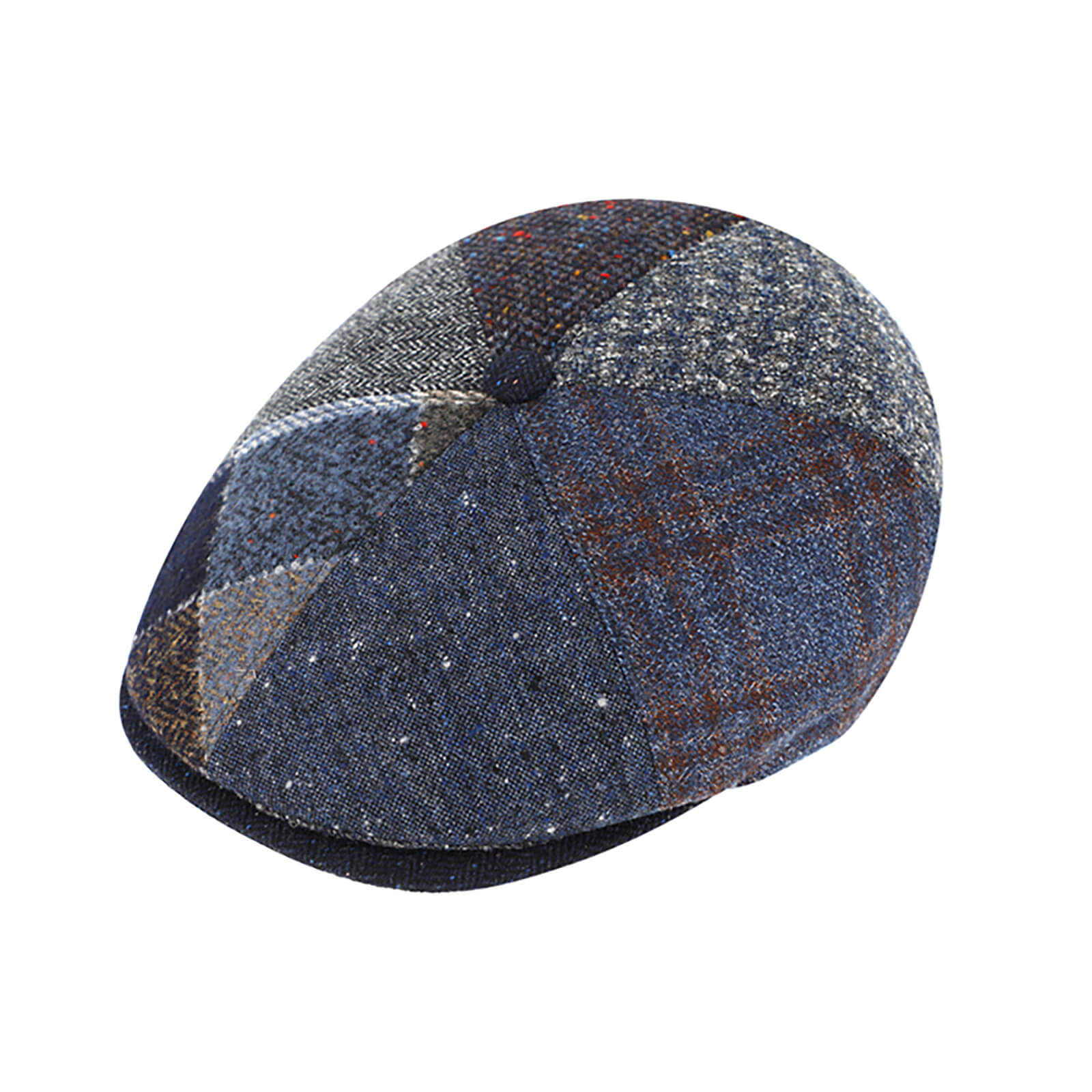 Fiebig 6-Panel Cap Schurwolle Patchwork Marineblau