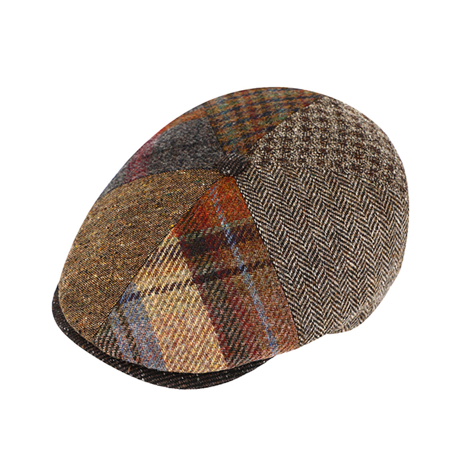 Fiebig 6-Panel Cap Schurwolle Patchwork Braun