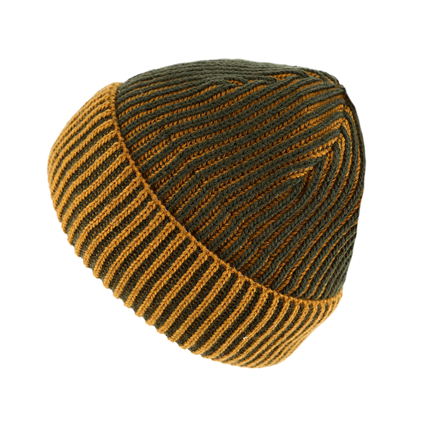 Fiebig Strickbeanie zweifarbig gerippt mit Umschlag