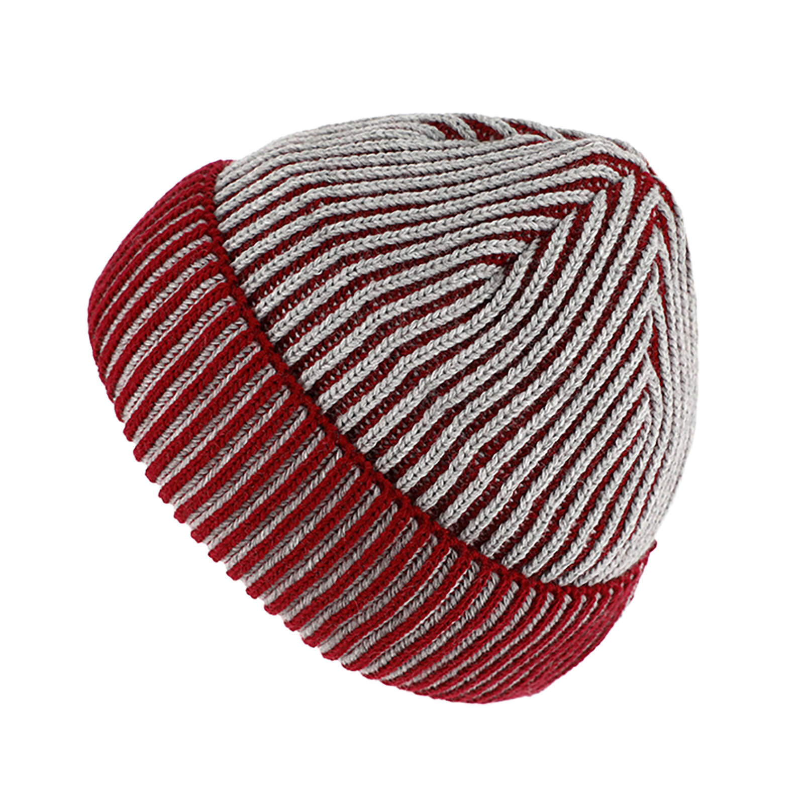 Fiebig Strickbeanie zweifarbig gerippt mit Umschlag