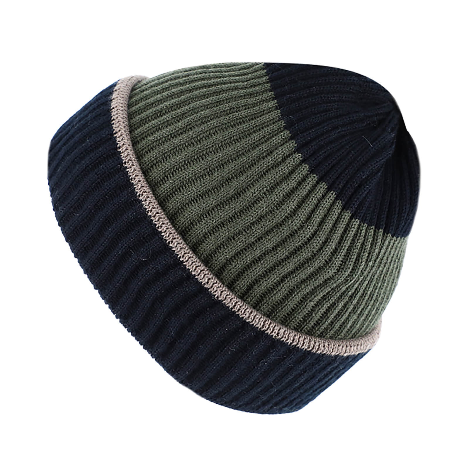 Fiebig Strickbeanie Merino gerippt dreifarbig