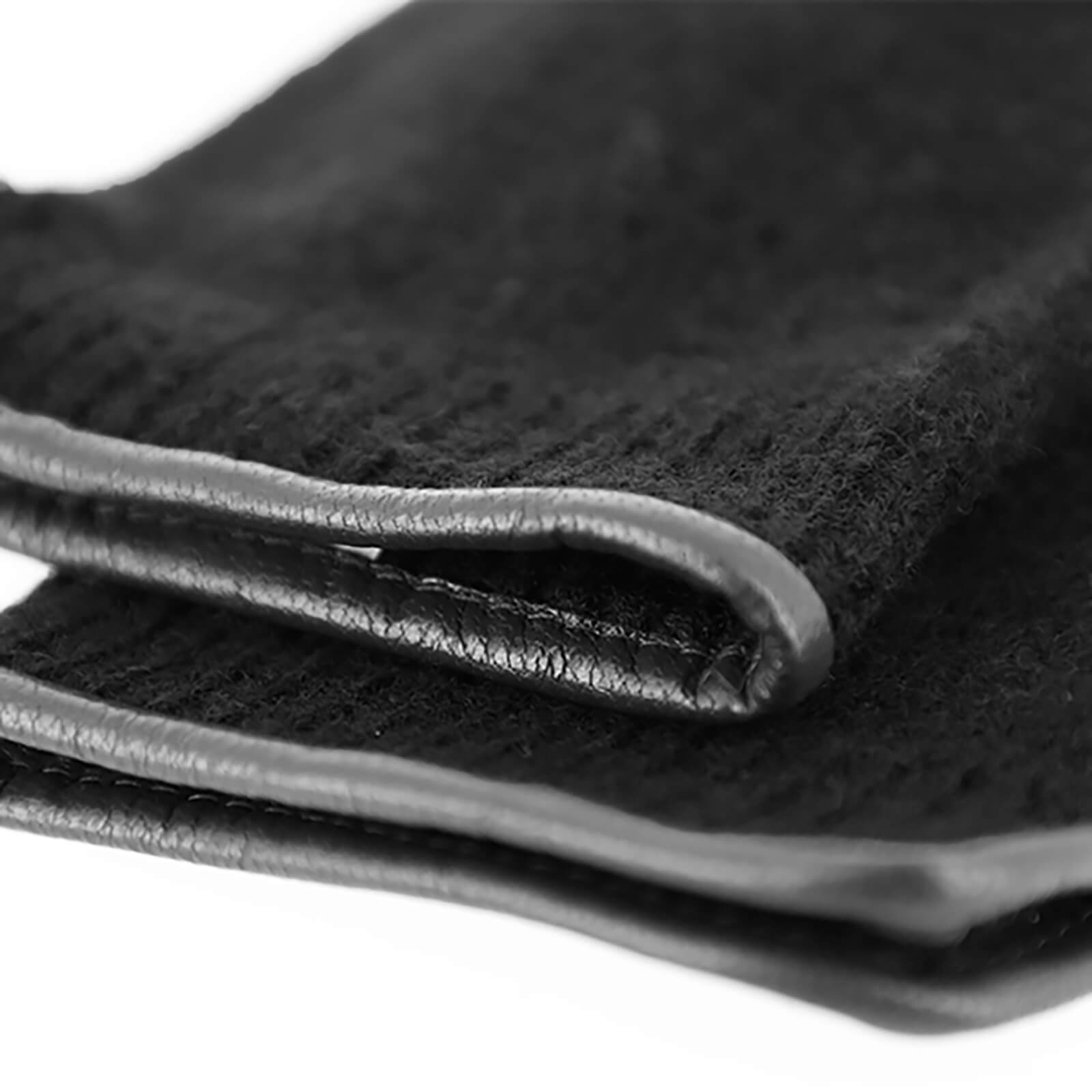 Fiebig Handschuhe gewalkte Wolle mit Lederkante Schwarz