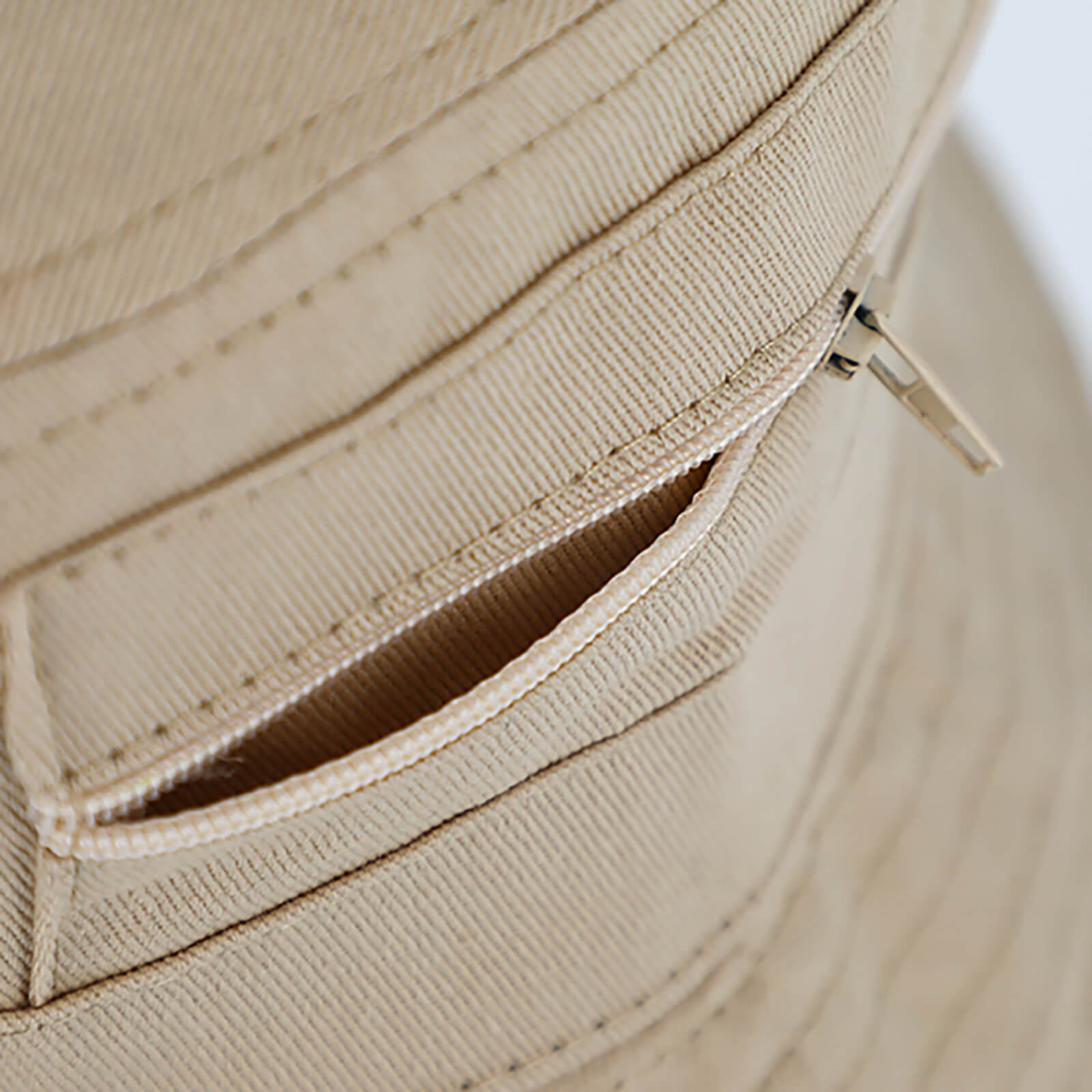 Fiebig Fischerhut uni mit Taschen und Reißverschluß Beige