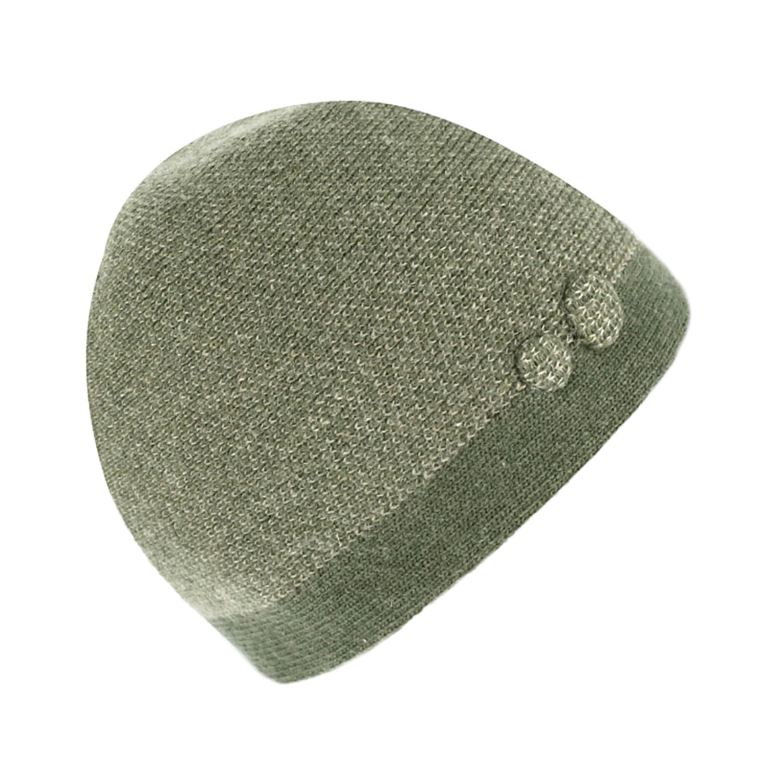 Fiebig Beanie Wolle melange mit Knopfgarnitur
