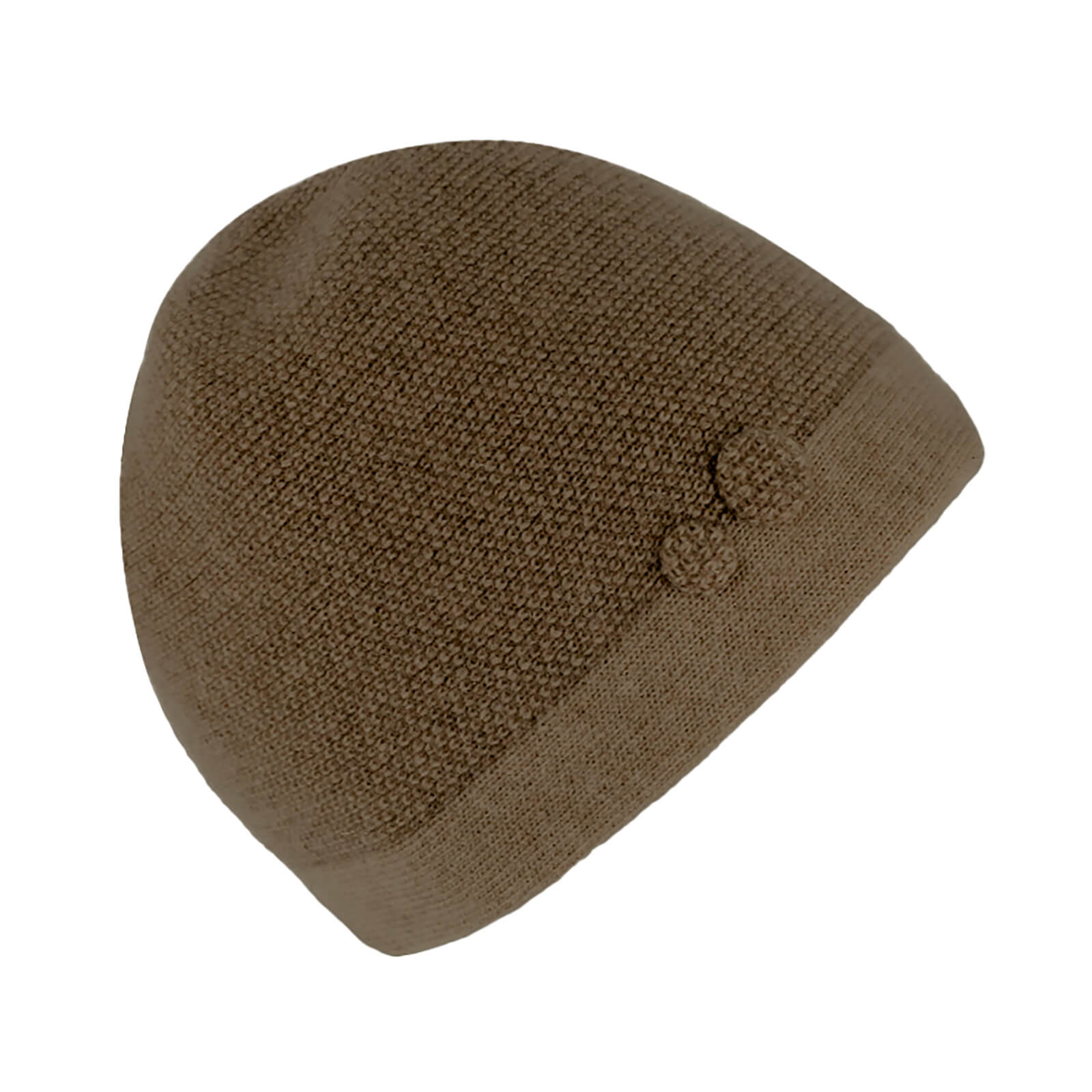 Fiebig Beanie Wolle melange mit Knopfgarnitur