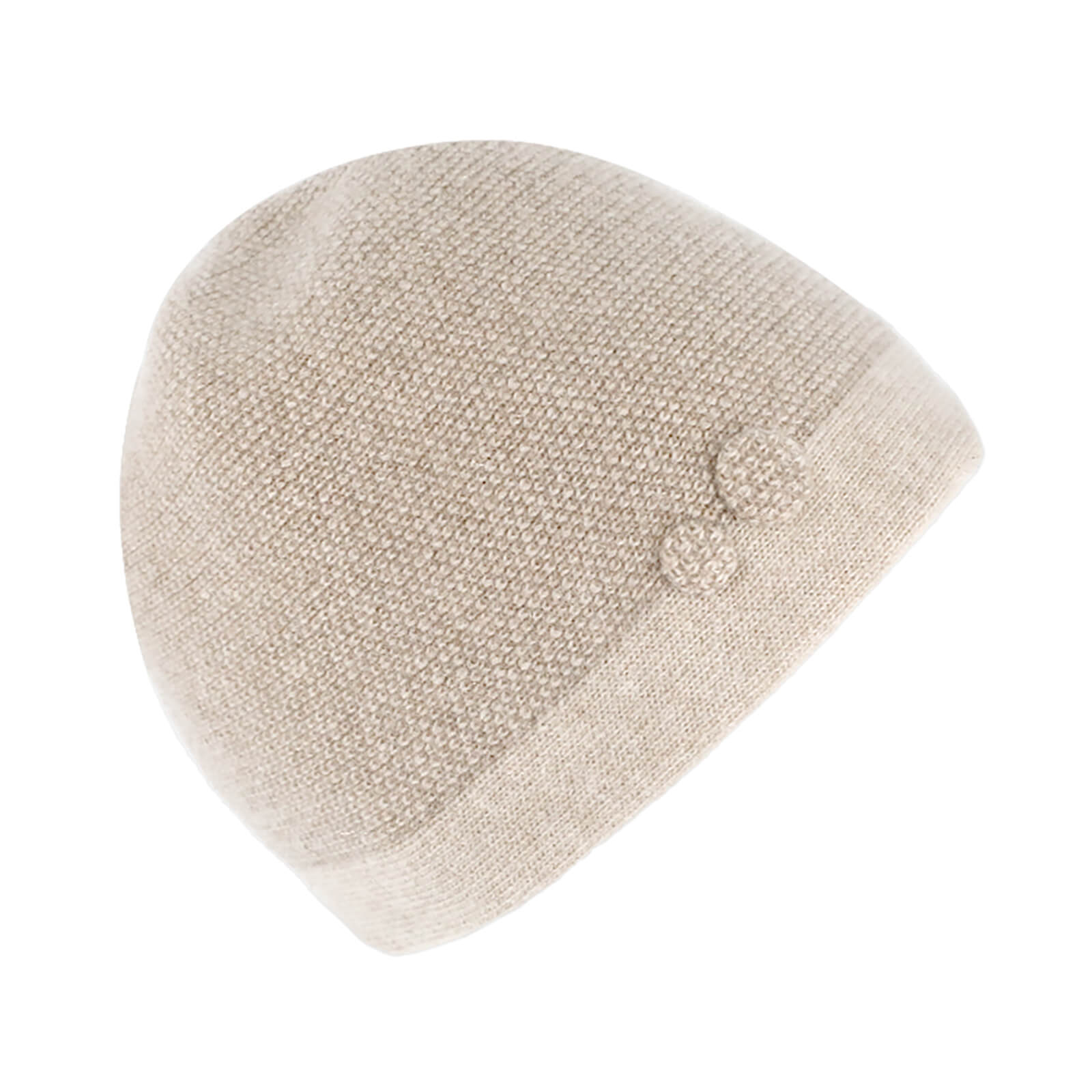 Fiebig Beanie Wolle melange mit Knopfgarnitur