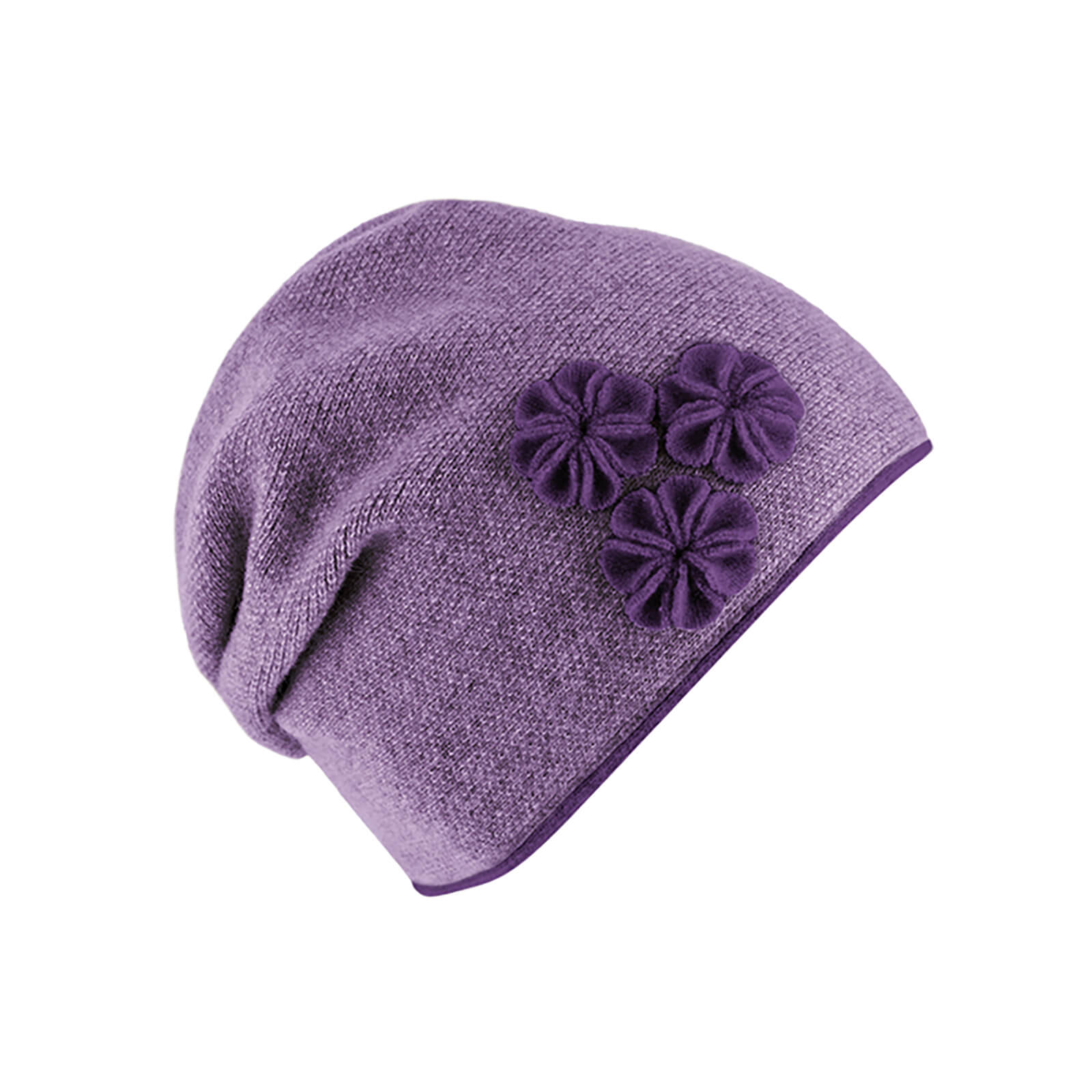 Fiebig Strickmütze Beanie Wolle melange mit Raffung