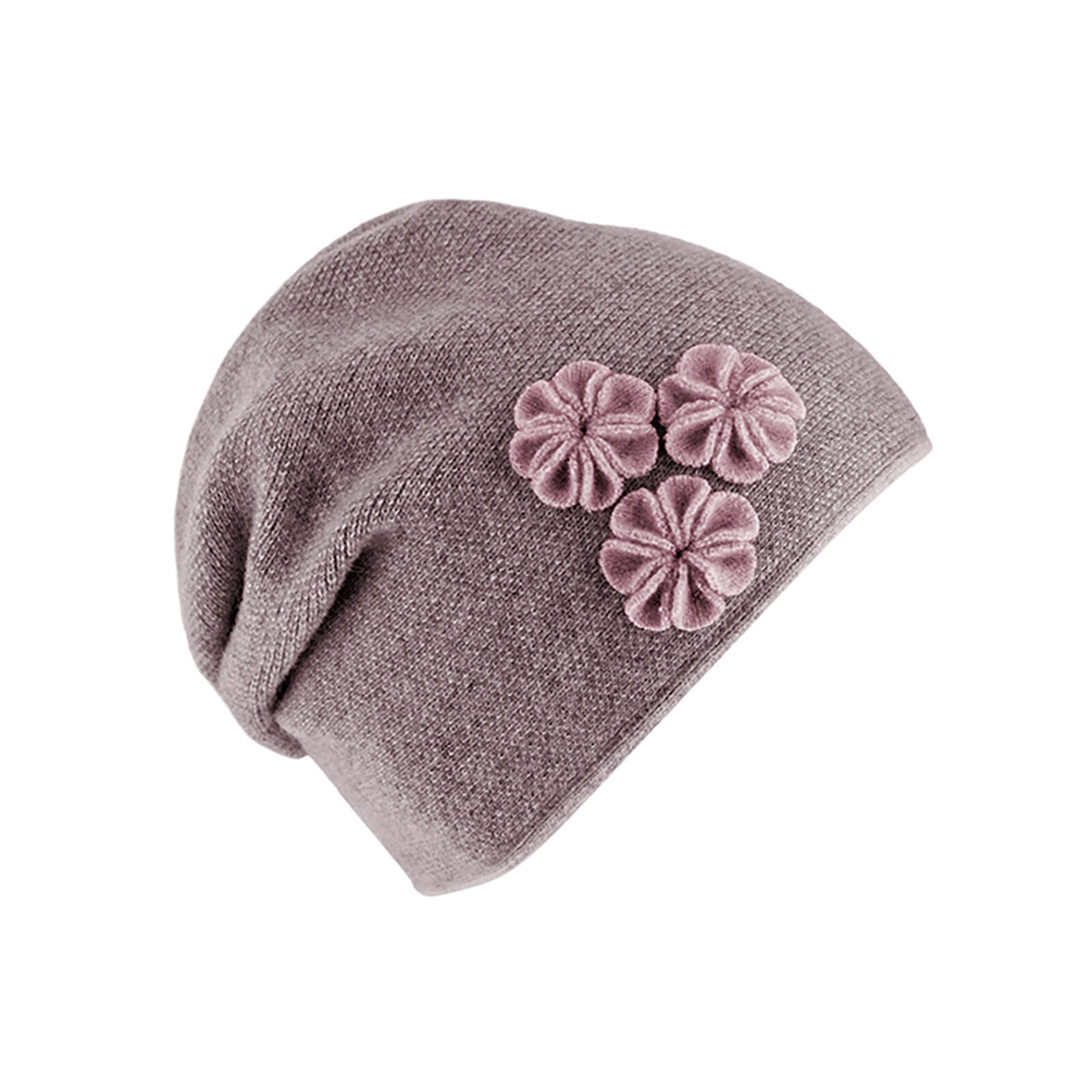 Fiebig Strickmütze Beanie Wolle melange mit Raffung